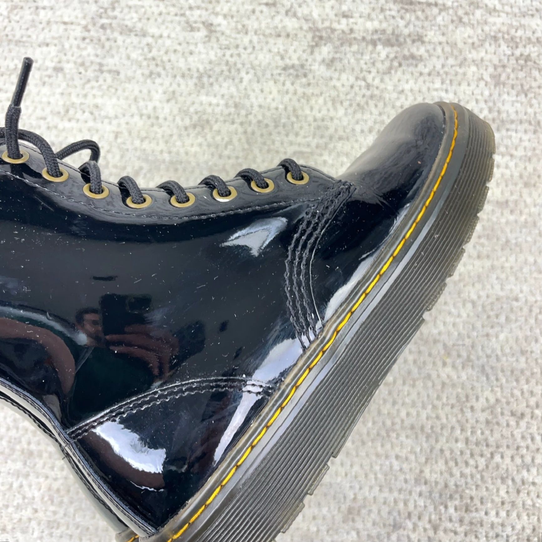 Dr. Martens Dr. Martens Women's Patent Leather Ankle Boots Zavala Size 7 Black Lace-Up Low Heel Punk Size US 7 / IT 37 - 5 Thumbnail