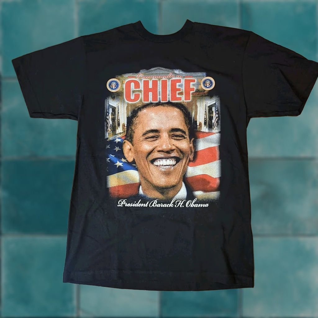 Vintage Barack Obama T Shirt Adult M Black USA President Graphic Print Crew Neck Short Sleeve Patriotic 44th Size US M / EU 48-50 / 2 - 1 Thumbnail