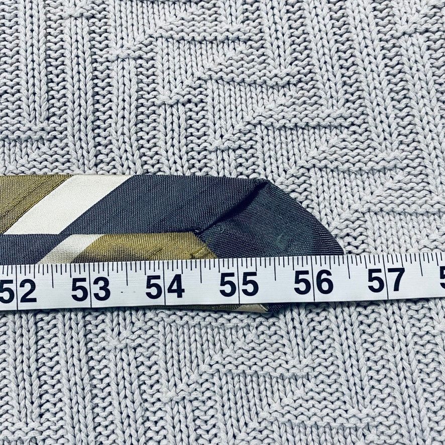 Vintage Vintage Ohrbach's green and silver striped slim silk tie Size ONE SIZE - 4 Thumbnail