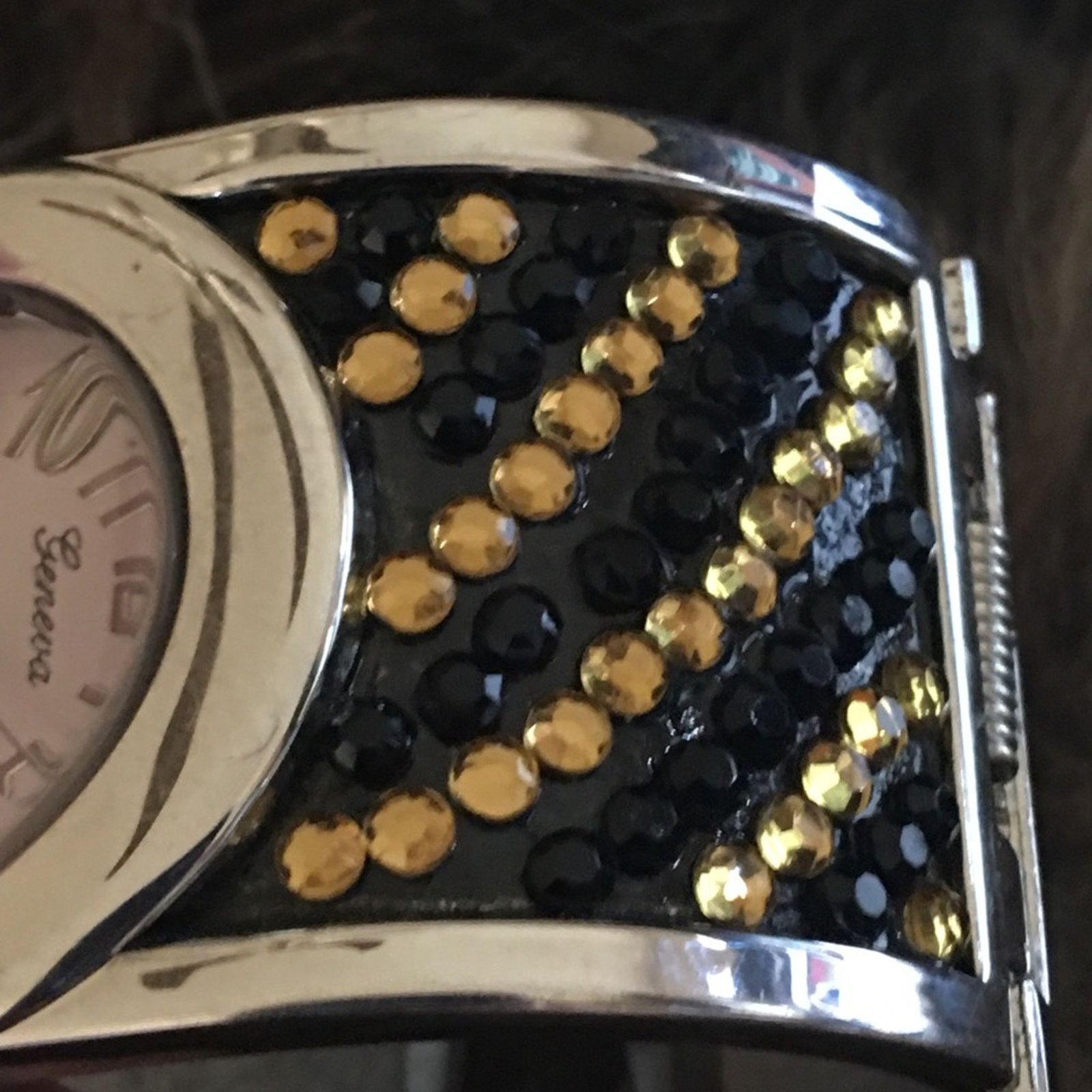 Jewelry Geneva Platinum black & gold rhinestone cuff watch Size ONE SIZE - 6 Thumbnail