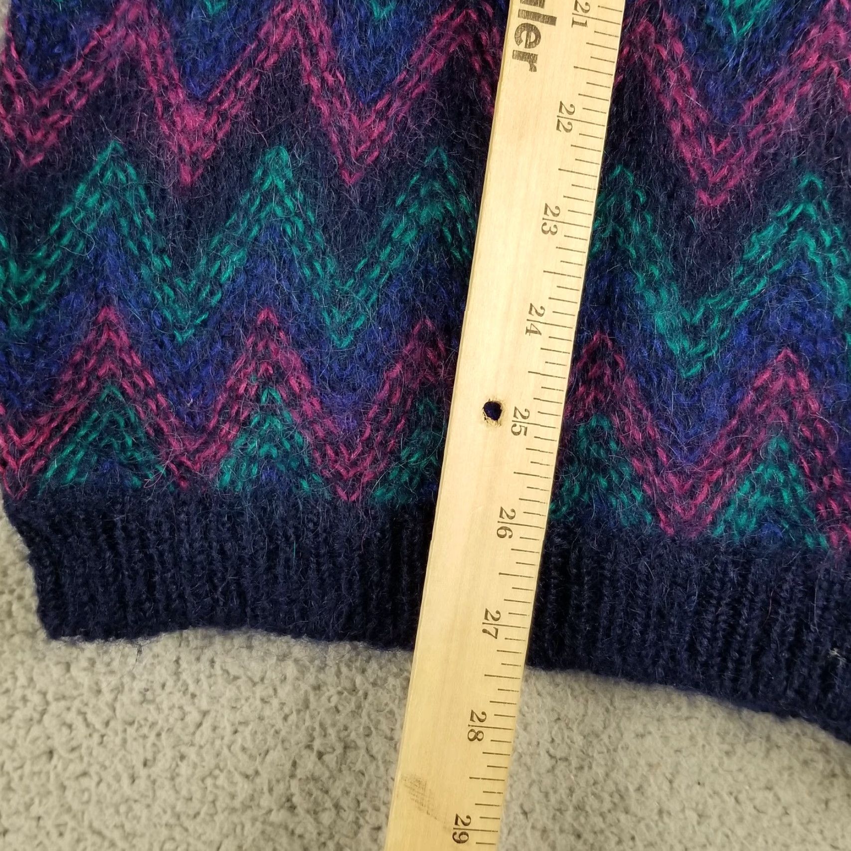 Vintage VINTAGE Karen Scott Mohair Sweater Medium Purple Blue Chunky-Knit Geometric 80s Boho Womens Size M / US 6-8 / IT 42-44 - 4 Thumbnail