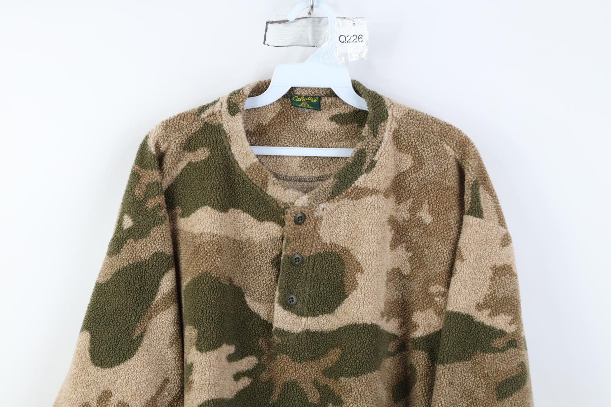 Cabelas Vintage 90s Cabelas Deep Pile Fleece Henley Sweater Size US XXL / EU 58 / 5 - 2 Thumbnail