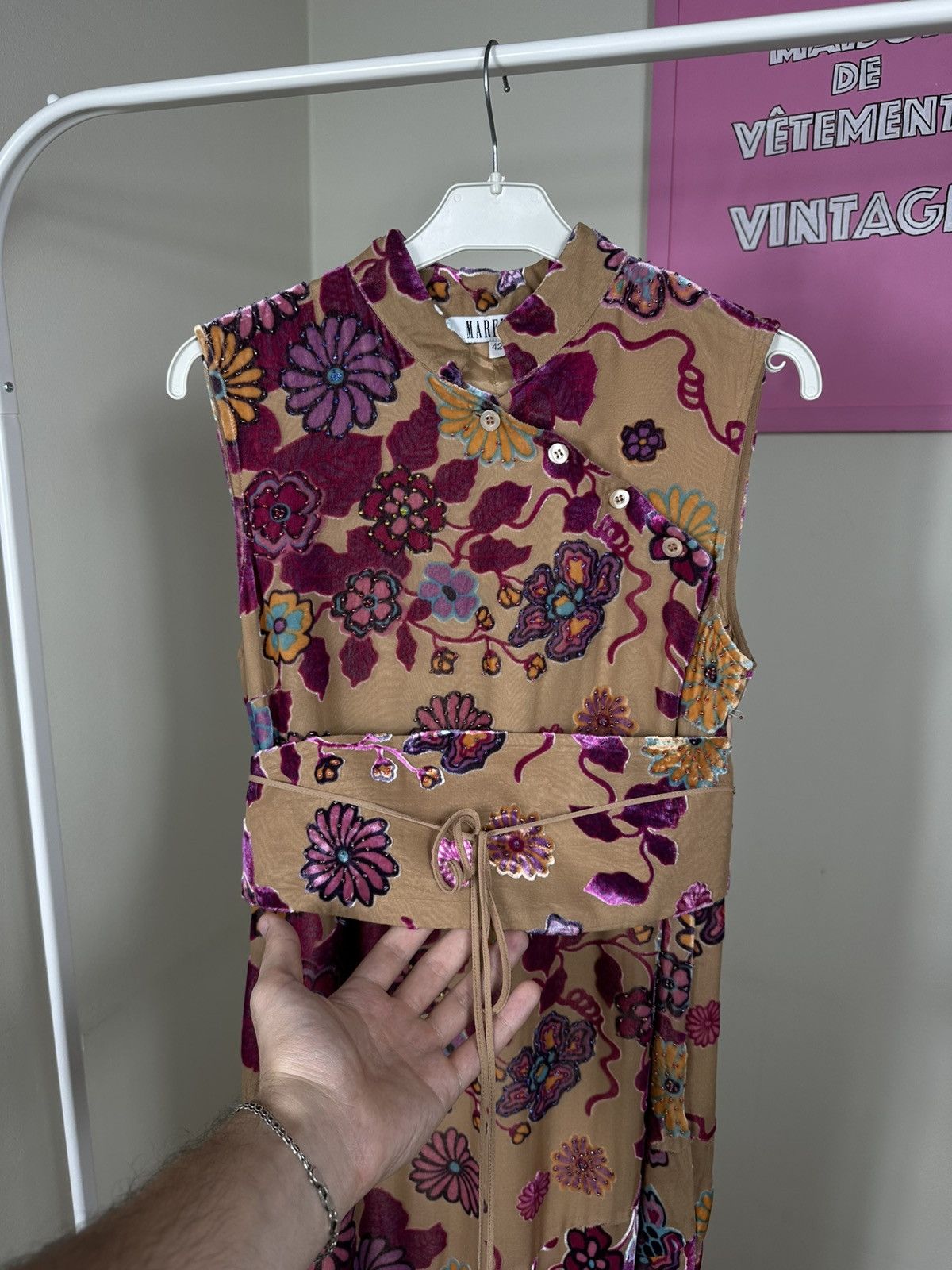 Marella Marella Vintage Midi Dress Beaded Embroidered Floral Kimono Size S / US 4 / IT 40 - 9 Thumbnail