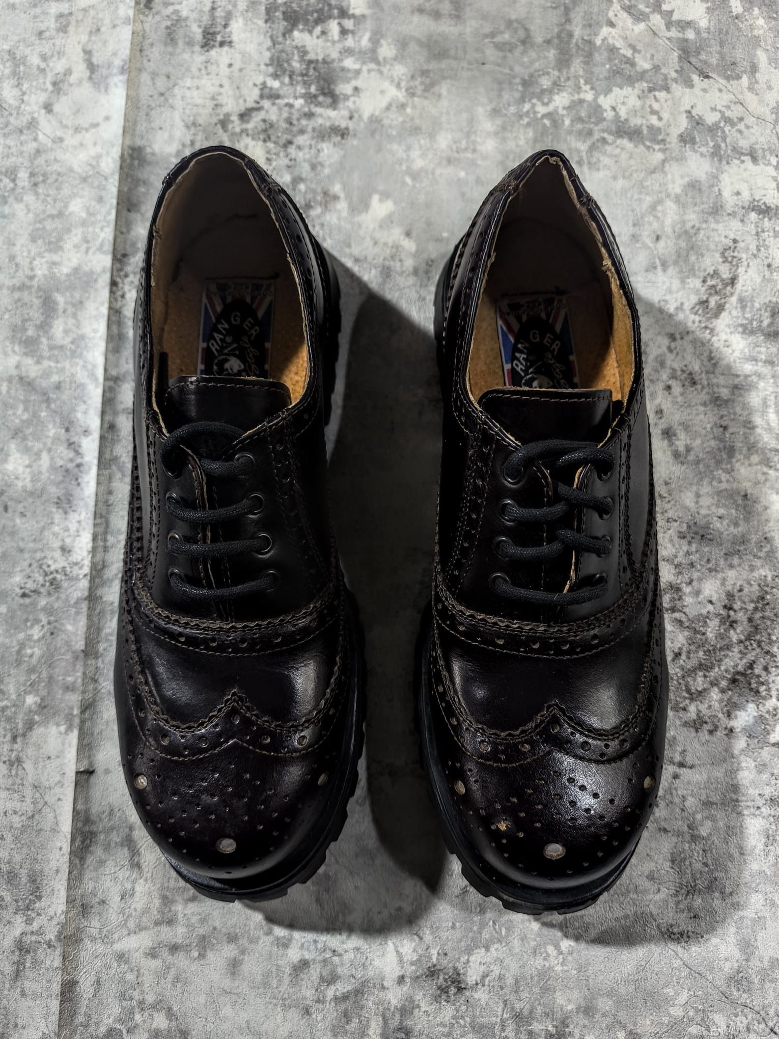 Genuine Leather Vtg Dark Cherry Wstern Metal Front Chunk Leather Lace-Up Size US 12 / EU 45 - 3 Thumbnail