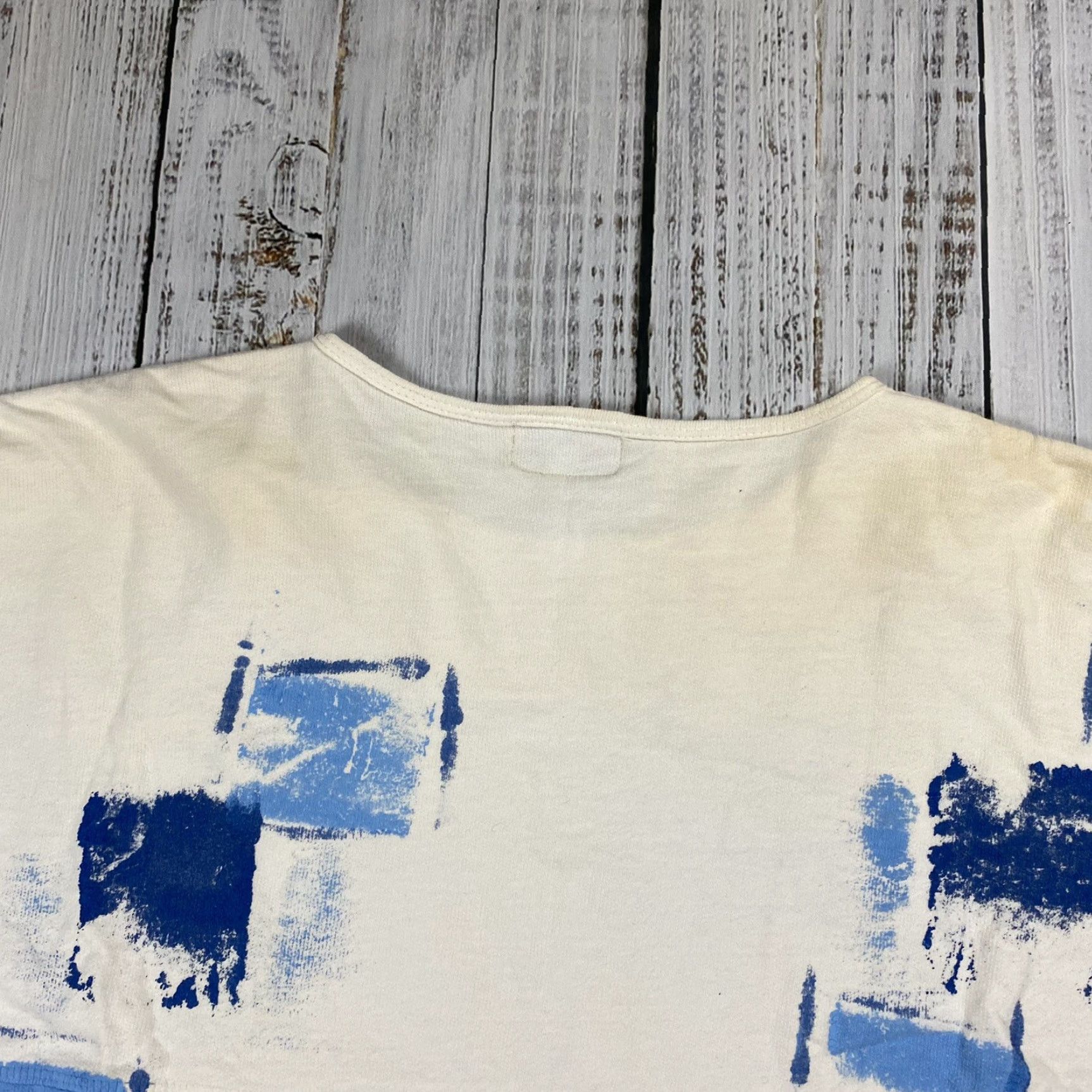 Vintage VTG 80S 90S CUTOFF SLEEVELESS WHITE PAINT ARTISTS SHIRT USA BOXY NOT FRENCH Size L / US 10 / IT 46 - 6 Thumbnail
