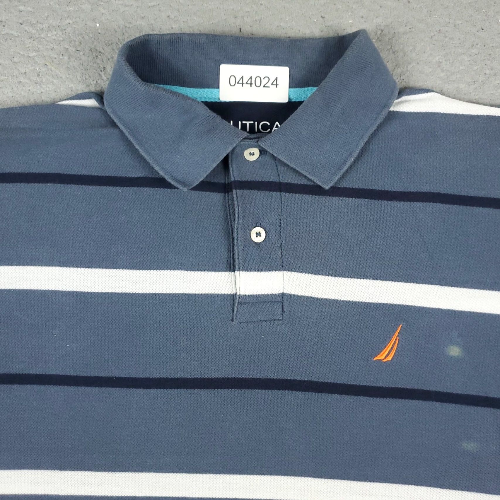Nautica Nautica Polo Shirt Men Size M Blue Striped Short Sleeve Casual Button-Front Cotton Blend Polo Shirt Mens Size US M / EU 48-50 / 2 - 2 Thumbnail