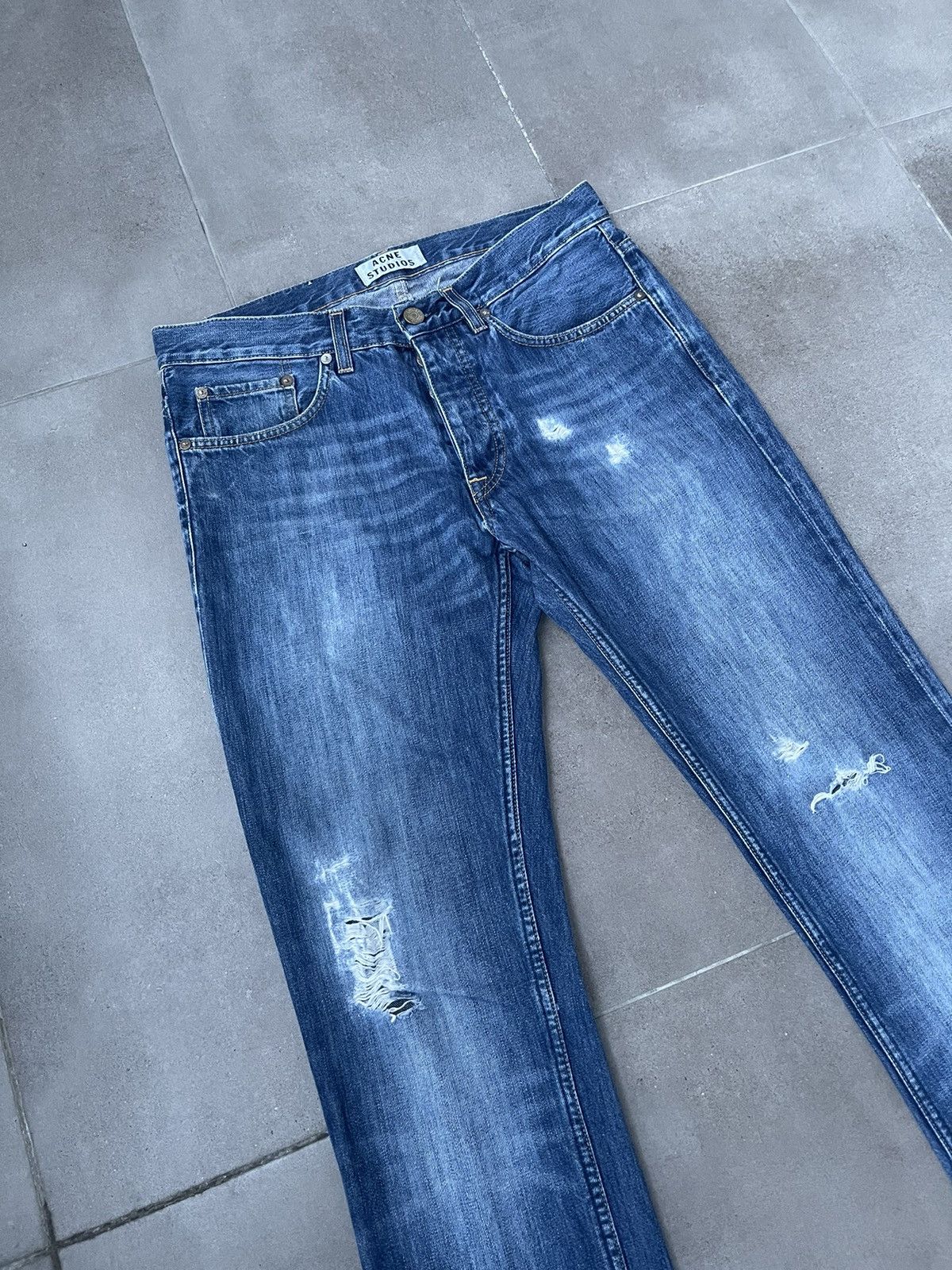 Acne Studios Acne Studios Roc Verakai Distressed Indigo Denim Pants Size US 30 / EU 46 - 10 Thumbnail
