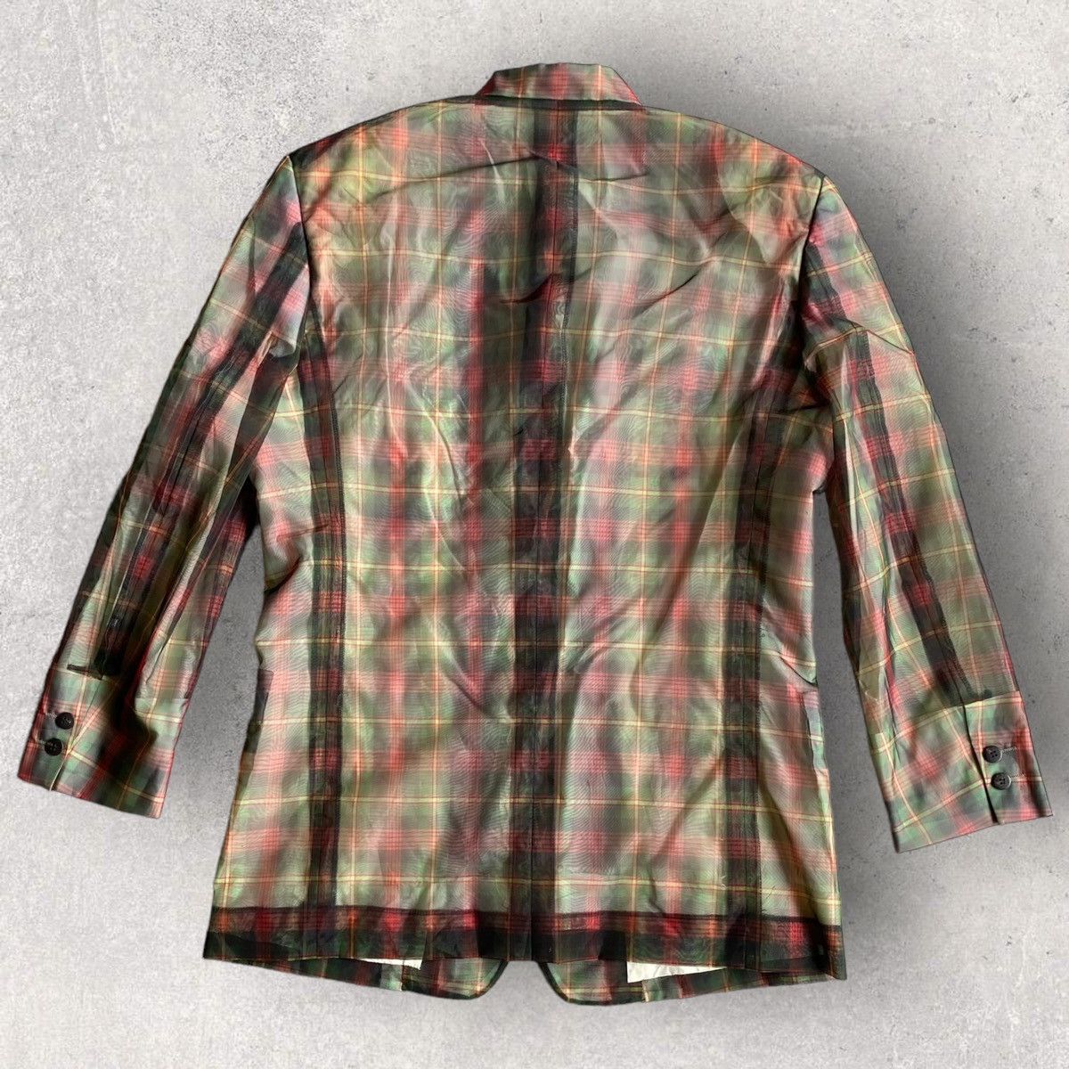 Issey Miyake Vintage SS96 Runway Translucent Tartan Plaid Jacket Size US M / EU 48-50 / 2 - 6 Thumbnail