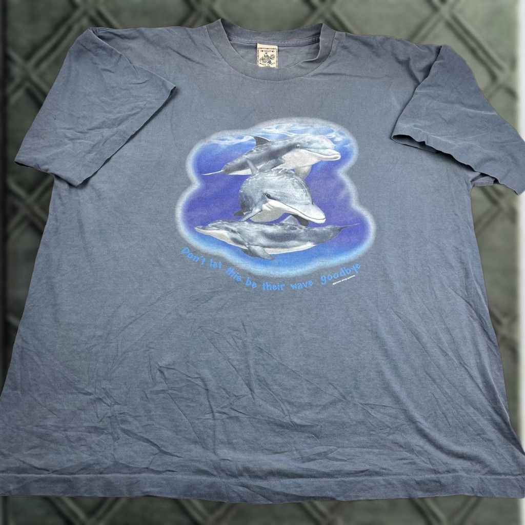 Vintage VINTAGE Brad Goodwin Dolphin Shirt 2XL Blue Cotton Short Sleeve Logo Graphic Tee Mens 2000s Y2K Nature Wildlife Conservation Alore Shirt Size US XXL / EU 58 / 5 - 1 Thumbnail