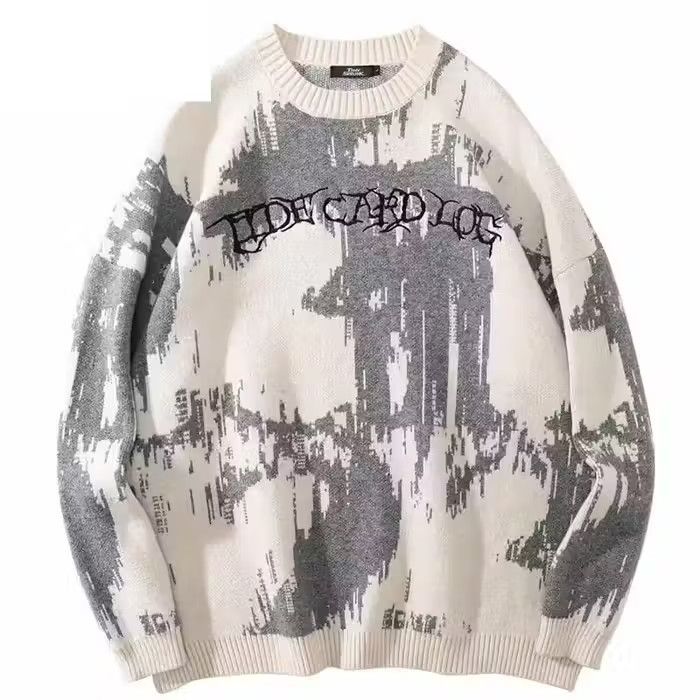 image of Vintage Hip Hop Streetwear Knit Sweater Pullover White, Men's (Size Large)