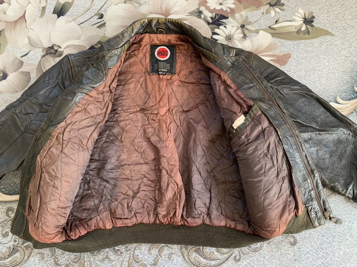 Lucky Brand Vtg Lucky Strike Embossed Logo Leather Jacket Size US L / EU 52-54 / 3 - 11 Thumbnail