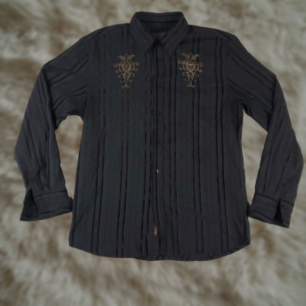 Roar Roar Shirt Mens XL Black Striped Button-Up Long Sleeve Casual Business Formal Workwear Shirt Size US XL / EU 56 / 4 - 1 Thumbnail