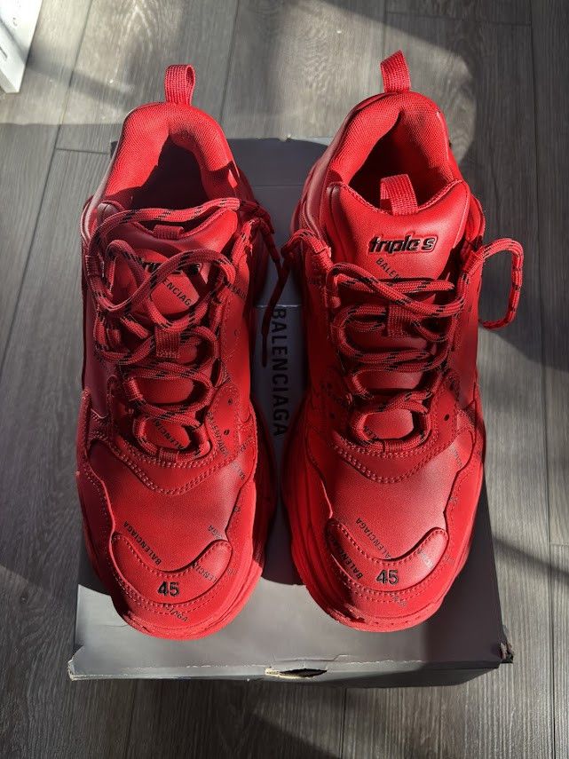 Balenciaga Triple S Sneaker 'Allover Logo - Red' Size US 12 / EU 45 - 5 Thumbnail