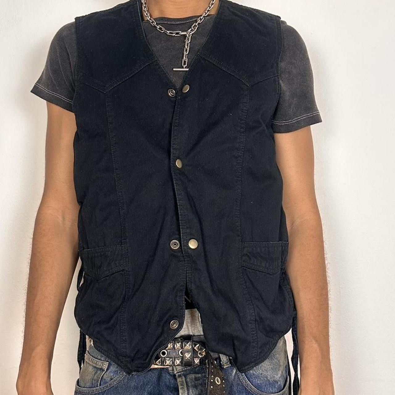 Vintage Vintage Black Denim Biker Vest - Large Size US L / EU 52-54 / 3 - 3 Thumbnail