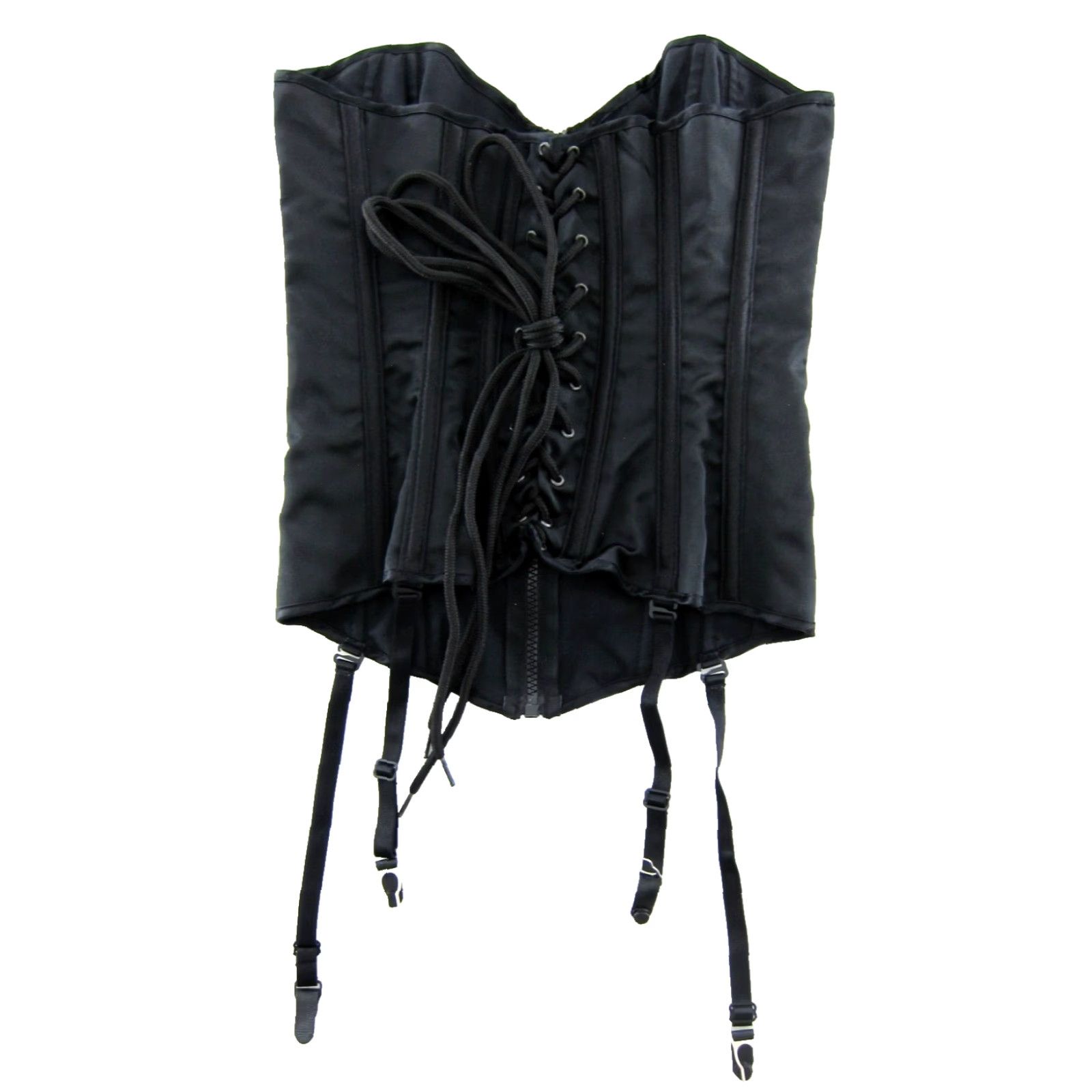 Vintage VINTAGE Shirley Of Hollywood Black Satin Bustier Woman 34 Lingerie Zip Lace Up Boned Satin Polyester 34 Black 90s Event Womens Size XXS / US 00 / IT 34 - 2 Thumbnail