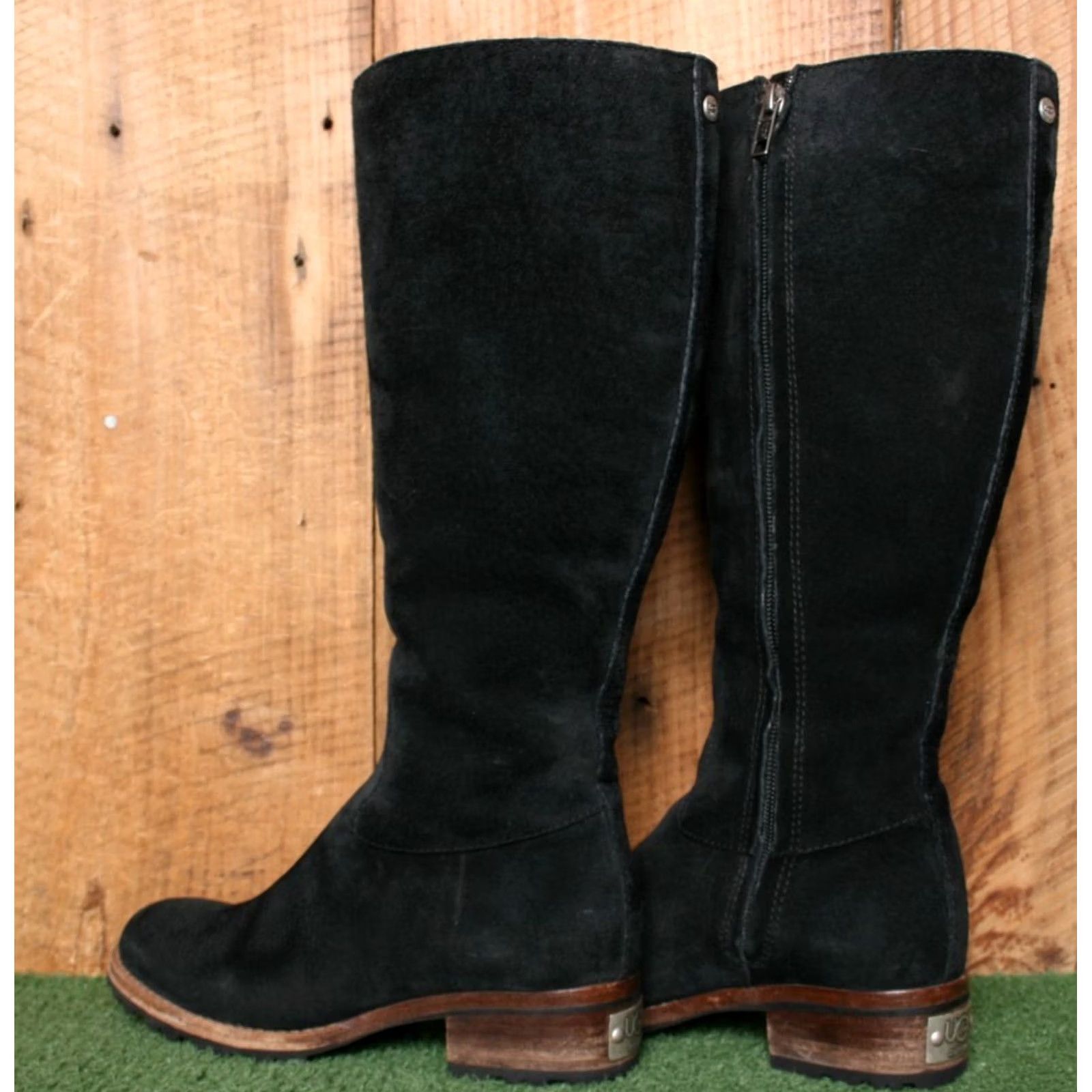 Ugg VINTAGE UGG Boot Knee High Suede 14" Broome Black Shearling Lined Sz 6 Womens Boots Size US 5 / IT 35 - 3 Thumbnail