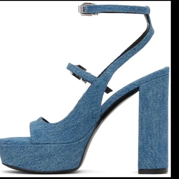 Givenchy GIVENCHY Blue Voyou Heeled Denim Sandals - NEW WITH TAGS Size US 9 / IT 39 - 4 Thumbnail