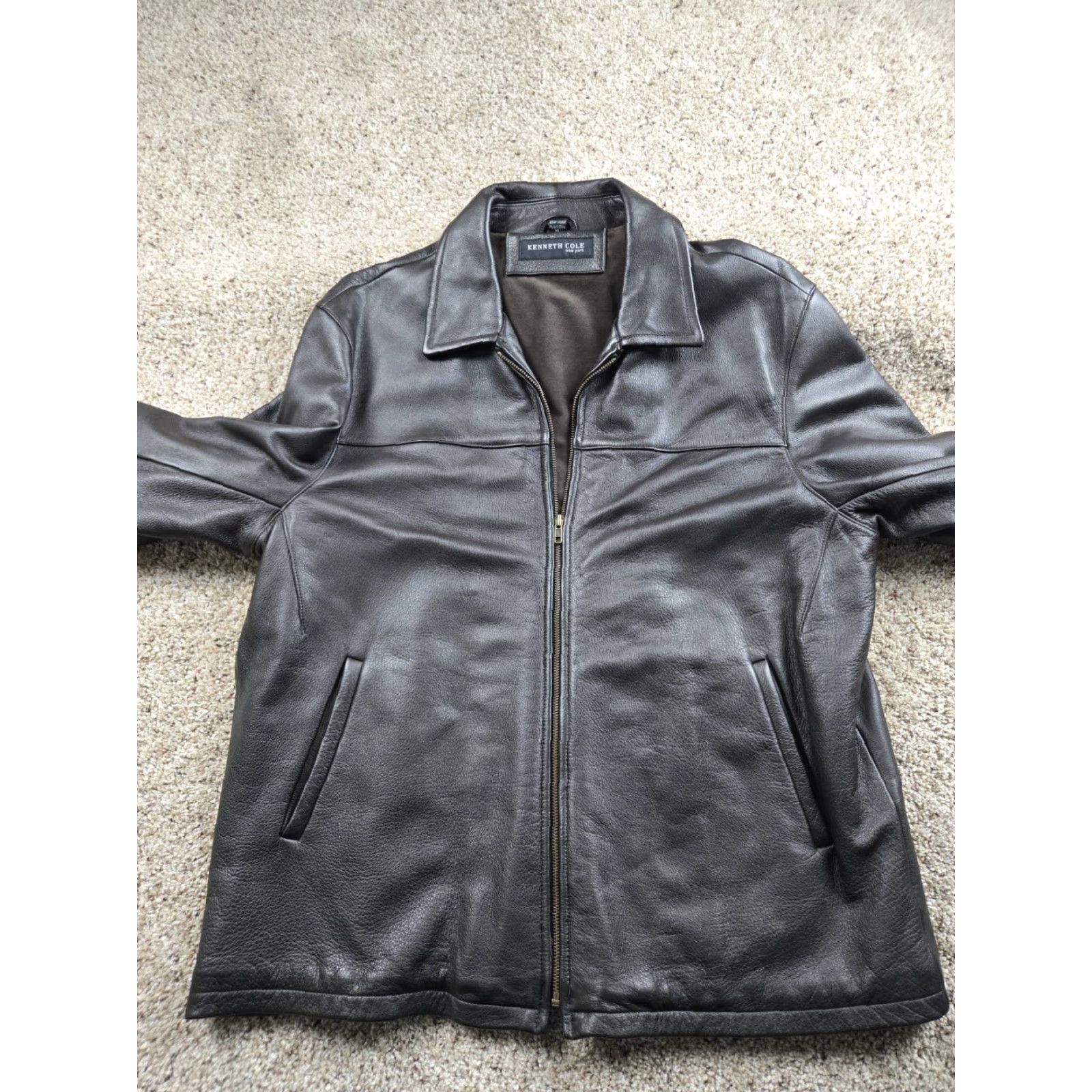 Kenneth Cole VINTAGE Kenneth Cole Leather Bomber Jacket XL Mens Brown Full Zip Pockets Y2K Size US XL / EU 56 / 4 - 6 Thumbnail