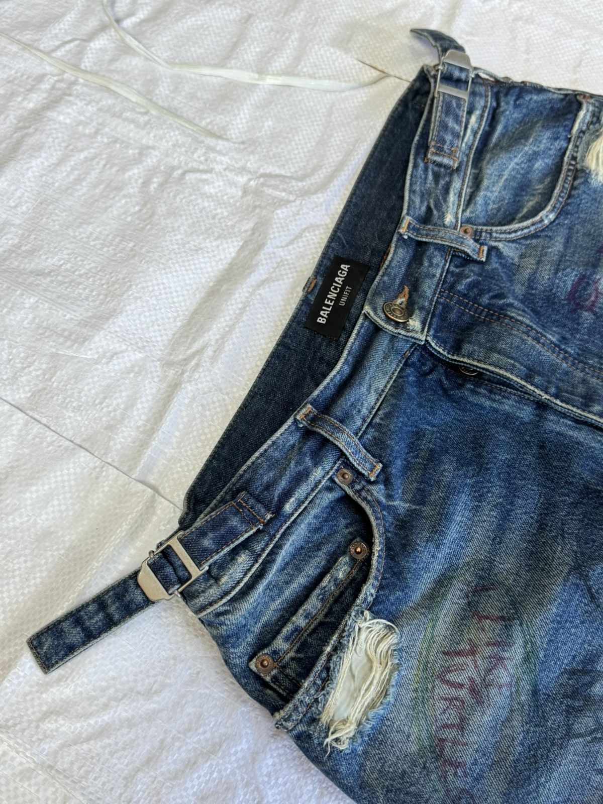 Balenciaga Balenciaga Skribble Denim (Repaired Heel Bite) Size US 30 / EU 46 - 10 Thumbnail