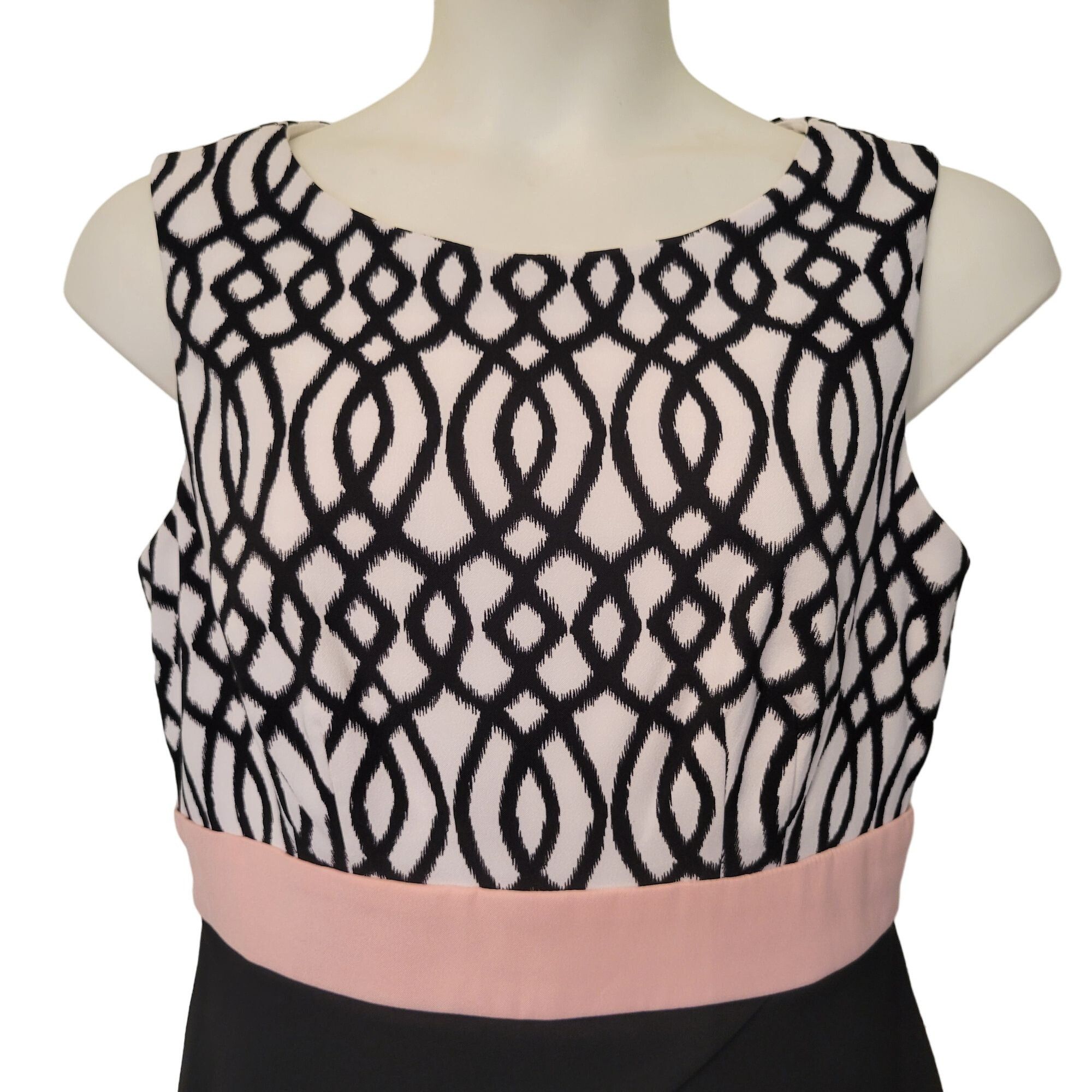Vintage Connected Apparel Sleeveless Black White Geometric Dress Pin Size XL / US 12-14 / IT 48-50 - 2 Thumbnail
