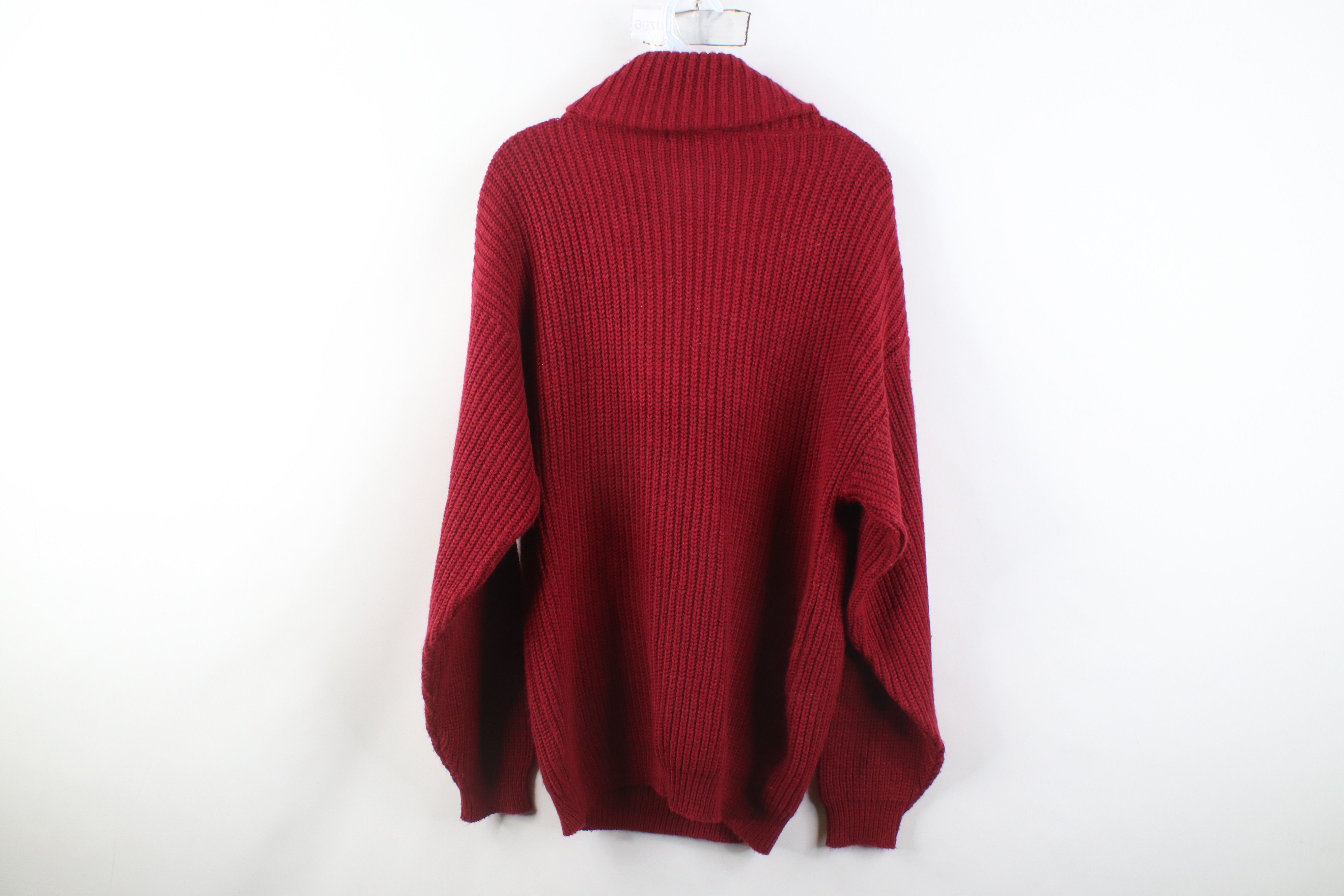Vintage Vintage 70s Streetwear Chunky Ribbed Shawl Sweater Red USA Size US L / EU 52-54 / 3 - 7 Thumbnail