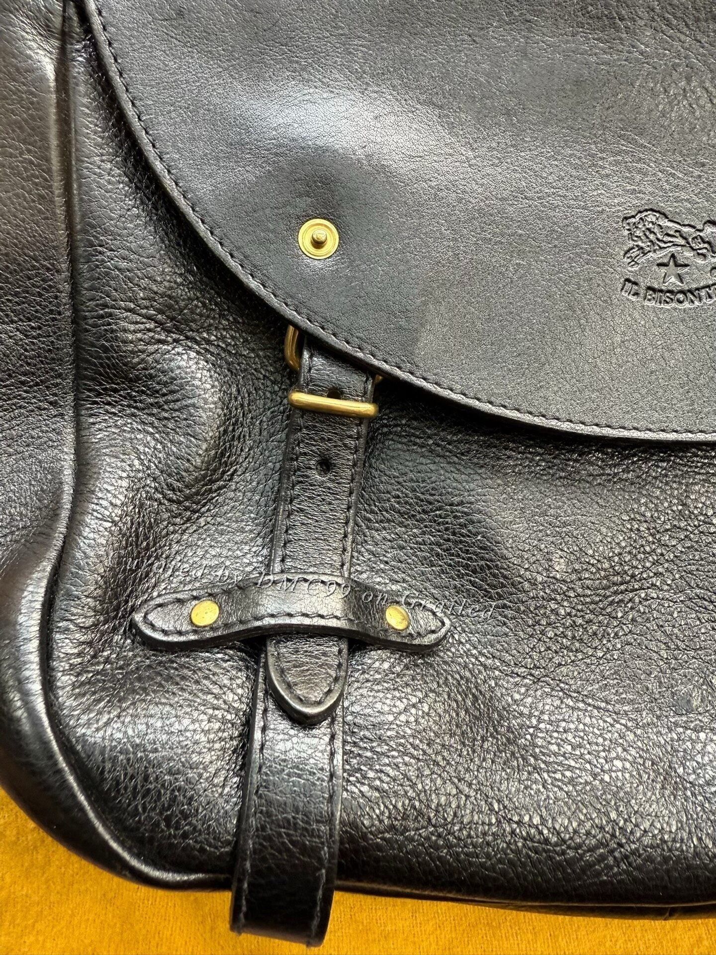 Ilbisonte Black Leather Shoulder Crossbody Bag, Men's — image 2 of 6