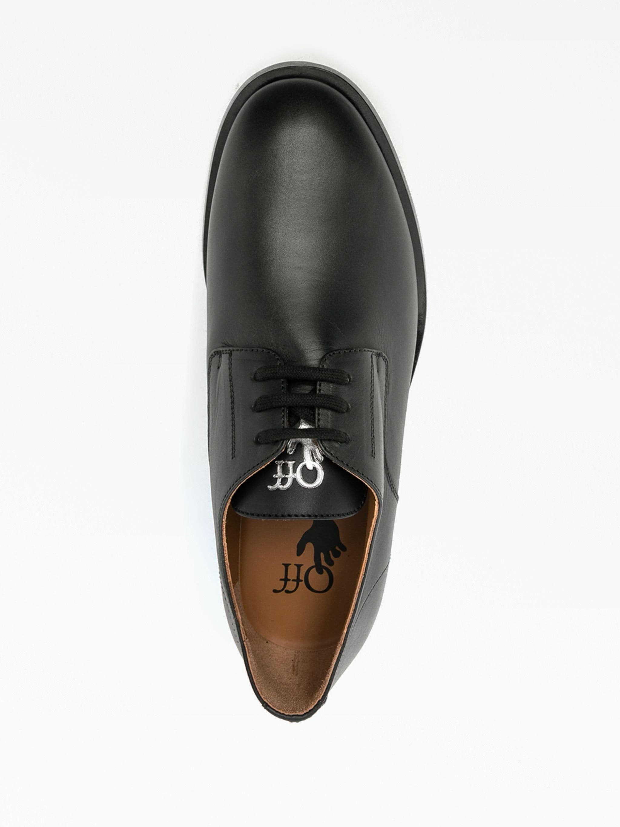 Off-White o1gr1nt0125 Eco Leather Derby Sponge Heel Shoes in Black Size US 8 / EU 41 - 4 Thumbnail