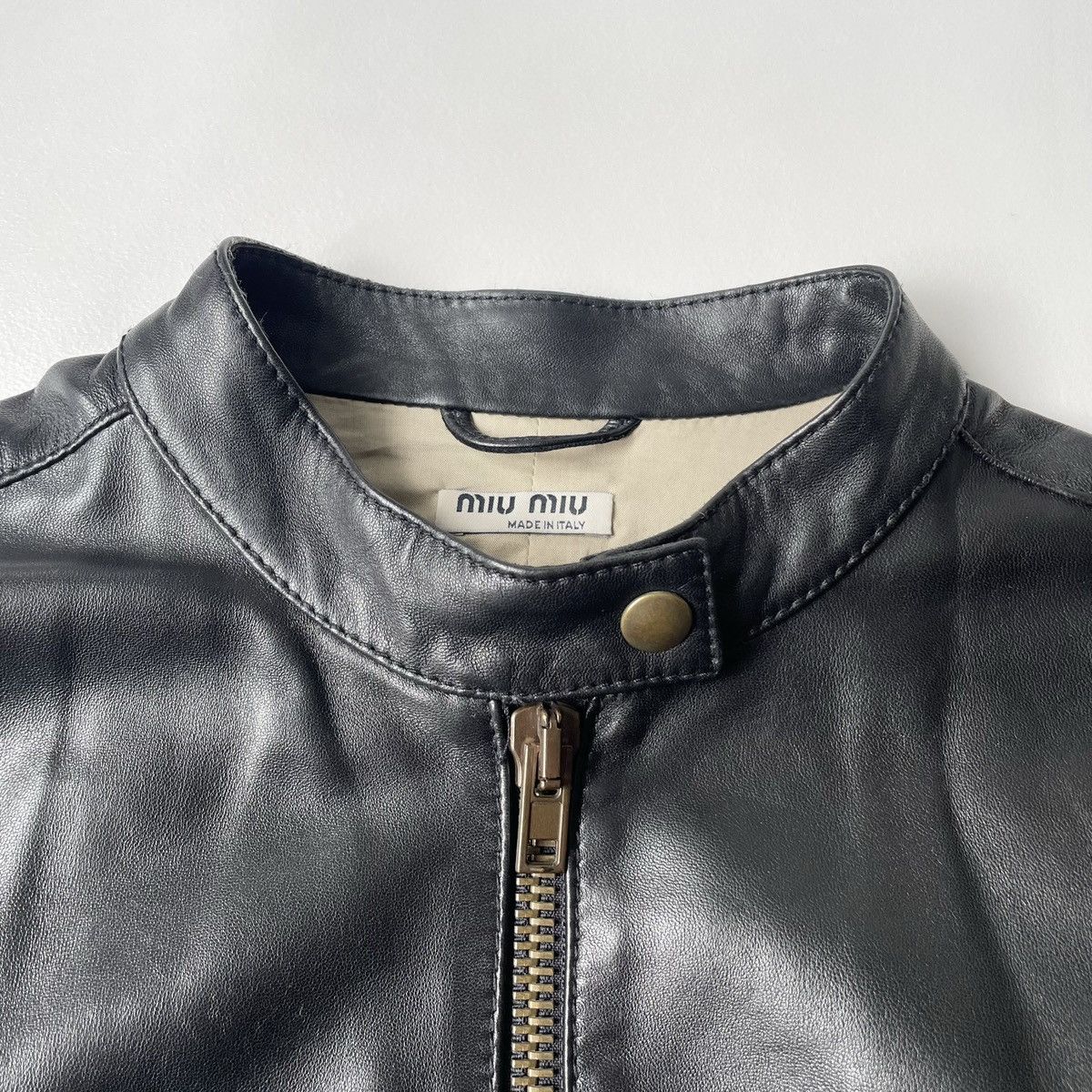 Miu Miu Mid 2000s Black Leather Moto Jacket Size S / US 4 / IT 40 - 5 Thumbnail