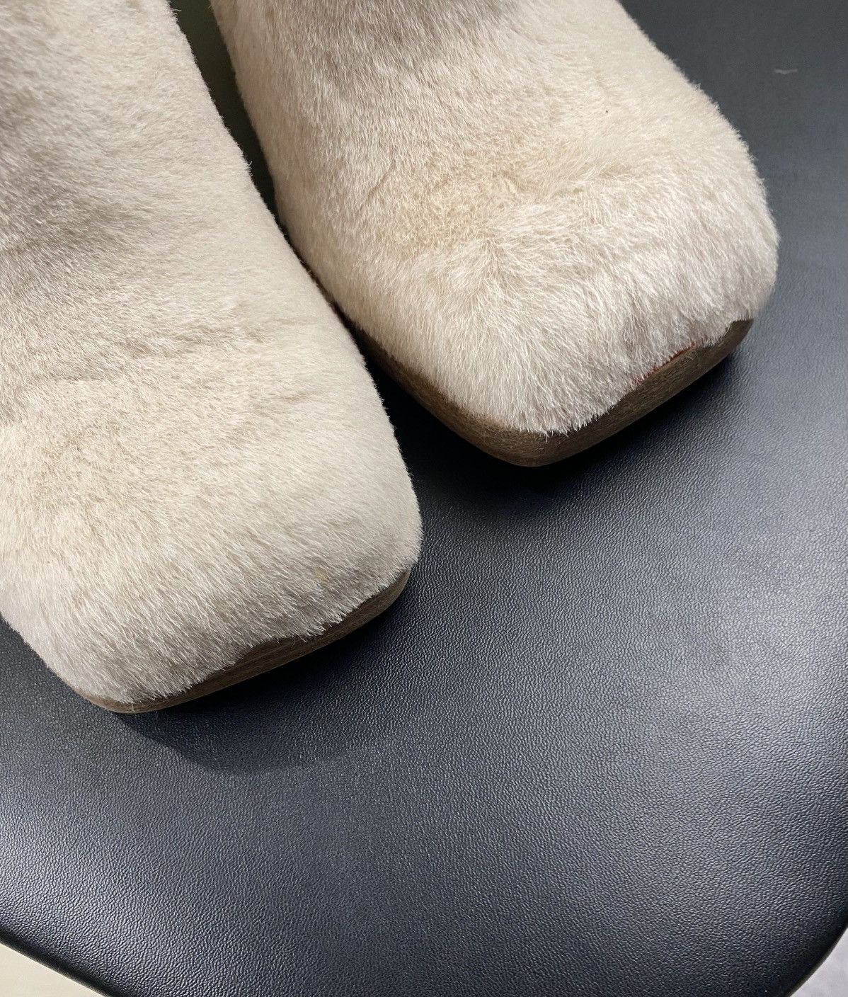 Eckhaus Latta Ugg x Eckhaus Latta Beige Fur Orange Cone Heels Mules Size US 7 / IT 37 - 5 Thumbnail