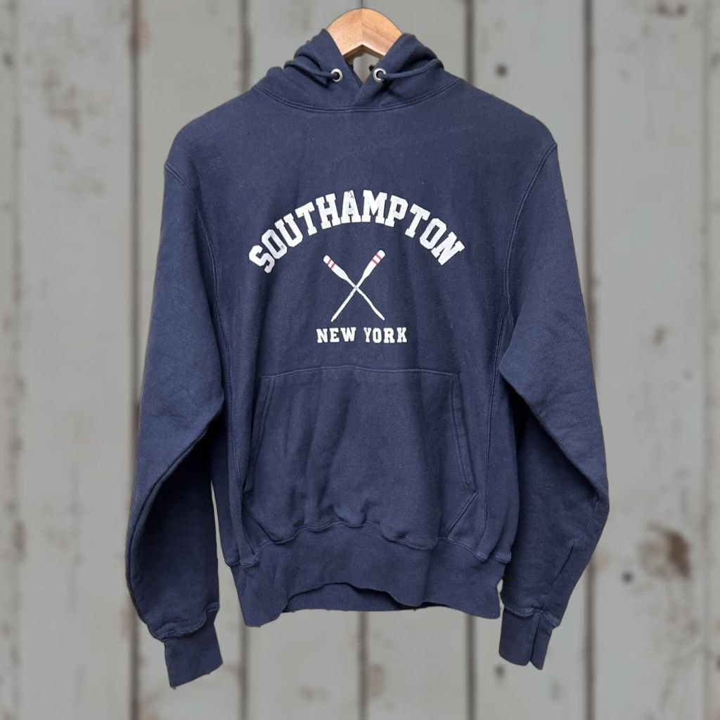 Champion Champion Hoodie Blue Reverse Weave Sweatshirt S Small Mens Pullover Heavy Reversible Cotton Blend Vintage No Size US S / EU 44-46 / 1 - 1 Thumbnail