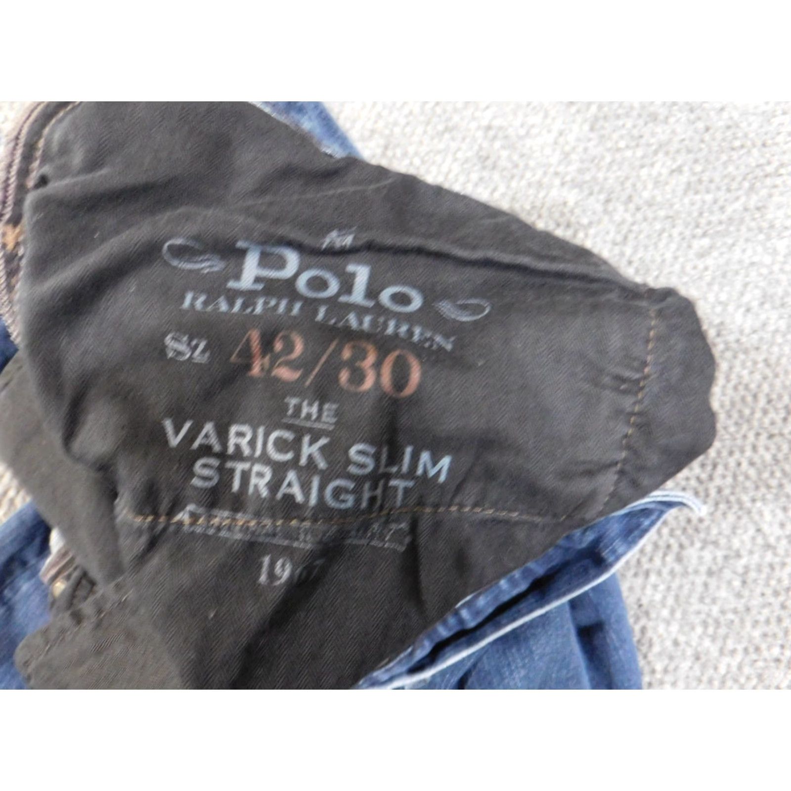 Polo Ralph Lauren Polo Ralph Lauren Jeans Mens 42x30 Blue Straight Denim Regular 42 28 in Zip Pockets Distressed Vintage No Retro Style Size US XL / EU 56 / 4 - 6 Thumbnail