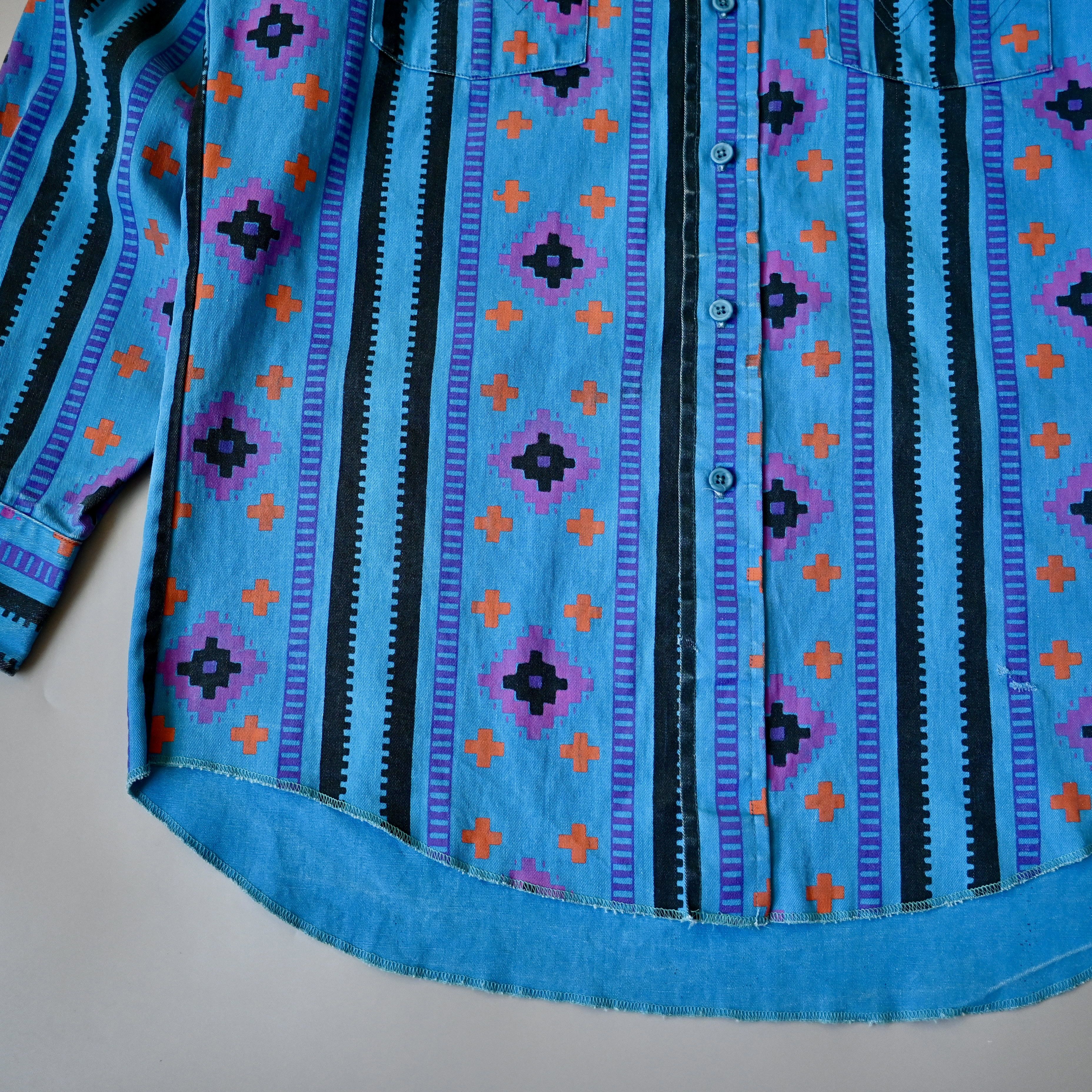 Vintage VTG Wrangler brushpopper Aztec Navajo stripe shirt 15.5 - 33 Size US M / EU 48-50 / 2 - 2 Thumbnail