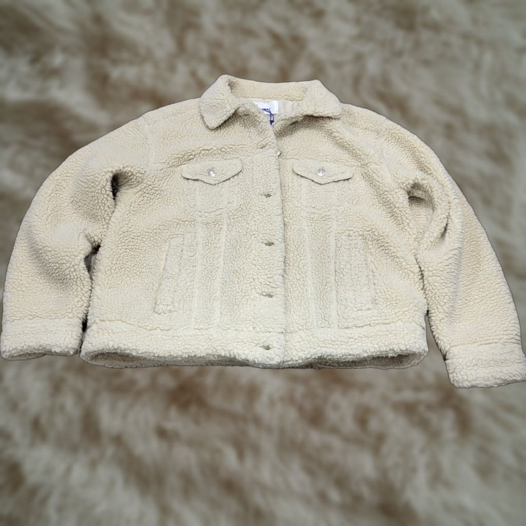 Vintage Popsugar Jacket Womens Sherpa Beige Lined Button Front S NWT Casual, Polyester Size S / US 4 / IT 40 - 1 Thumbnail