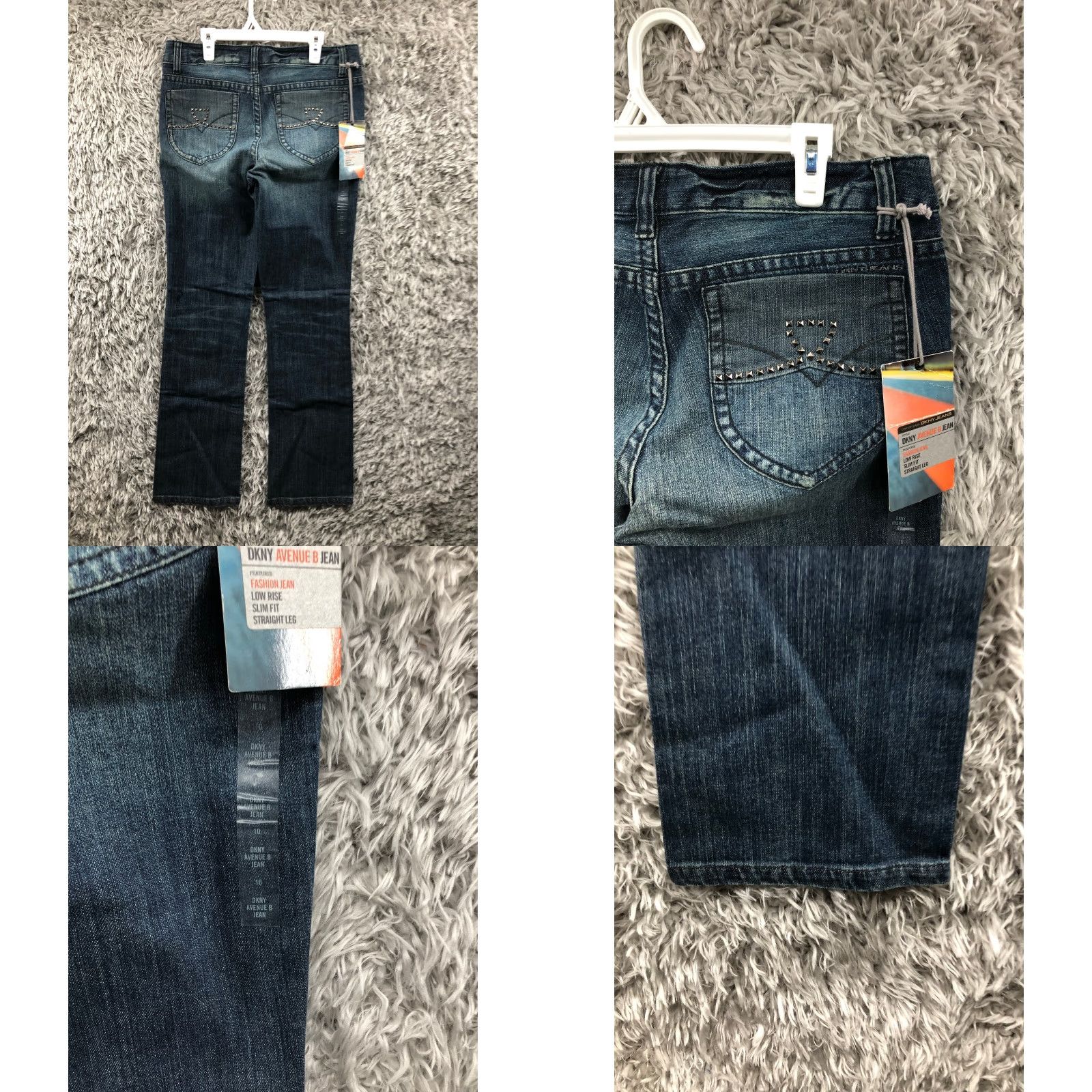 DKNY DKNY Ave B Jeans 10 Womens Low Rise Slim Straight Dark Wash Blue Denim Jeans Women 10 DKNY Avenue B Dark Denim Slim Straight 5-Pocket Womens Size 32" / US 10 / IT 46 - 8 Thumbnail