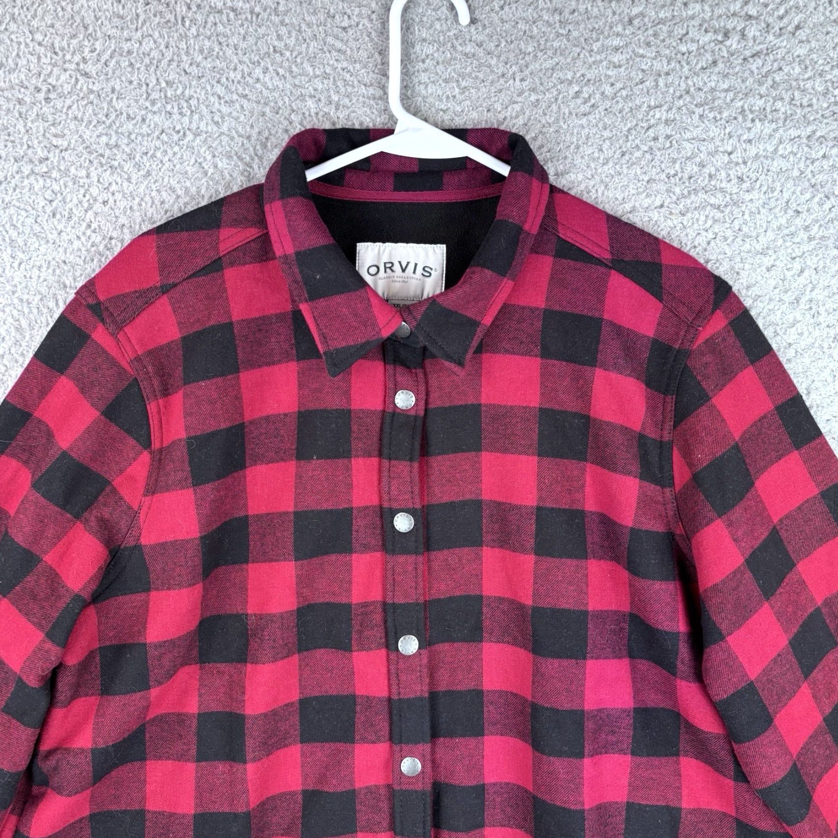 Orvis Orvis Shirt Womens 2XL Red Buffalo Plaid Flannel Lined Outdoor Button-Up Shacket Size XXL / US 16-18 / IT 52-54 - 2 Thumbnail