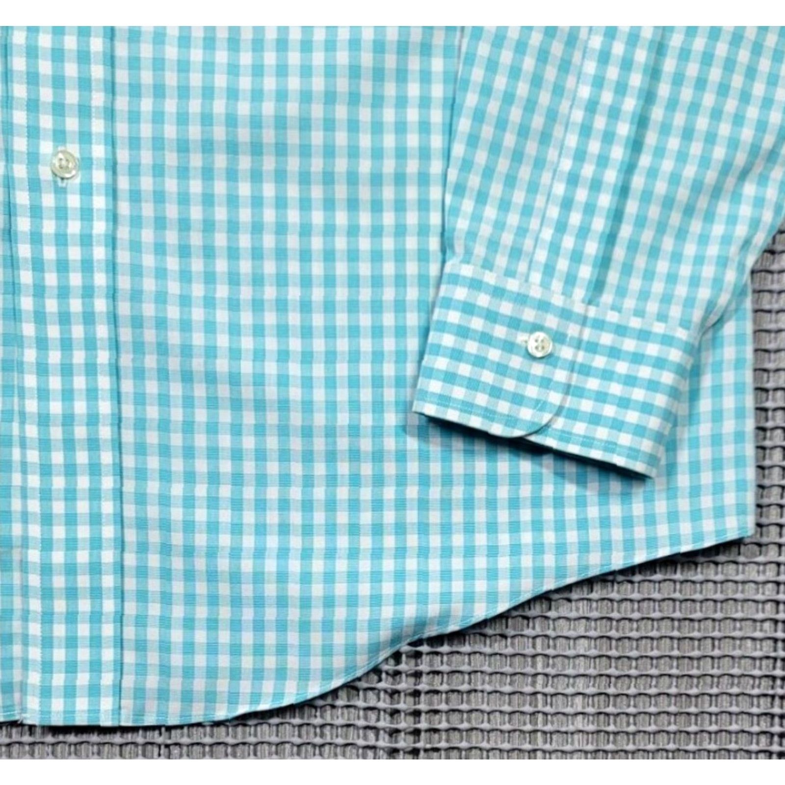 Brooks Brothers Brooks Brothers Gingham Check Button Up Shirt Long Sleeve Men 16-35 Teal Blue Classic 16 Regular Button-Up Mens Size US L / EU 52-54 / 3 - 4 Thumbnail