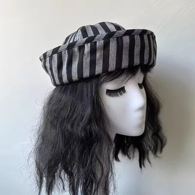 Japanese Brand Black Stripe Beret Sailor Cap – Y2K French Girl Aesthetic Size ONE SIZE - 1 Thumbnail