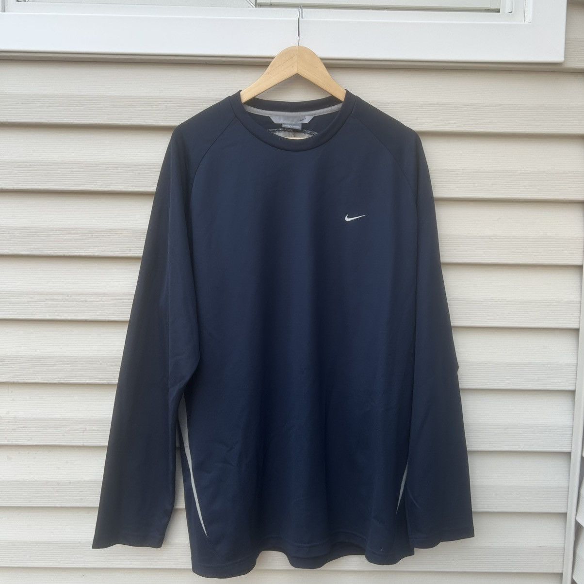 Nike × Vintage vintage 2000s nike long sleeve nylon shirt navy Size US XL / EU 56 / 4 - 6 Thumbnail
