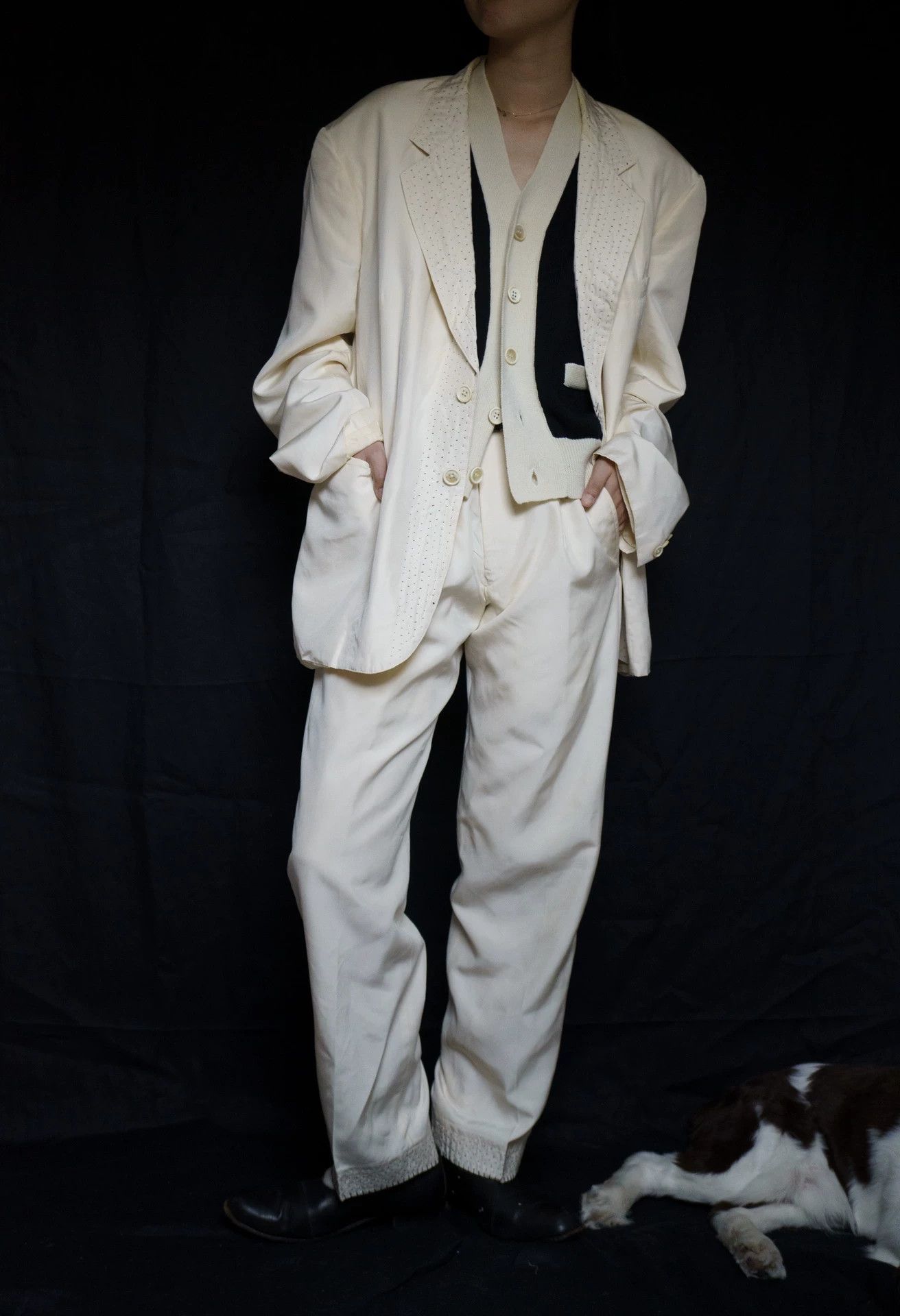 Yohji Yamamoto Yohji Yamamoto 1995ss Bukowski Sashiko Silk Suit (M-L) Size US M / EU 48-50 / 2 - 4 Thumbnail
