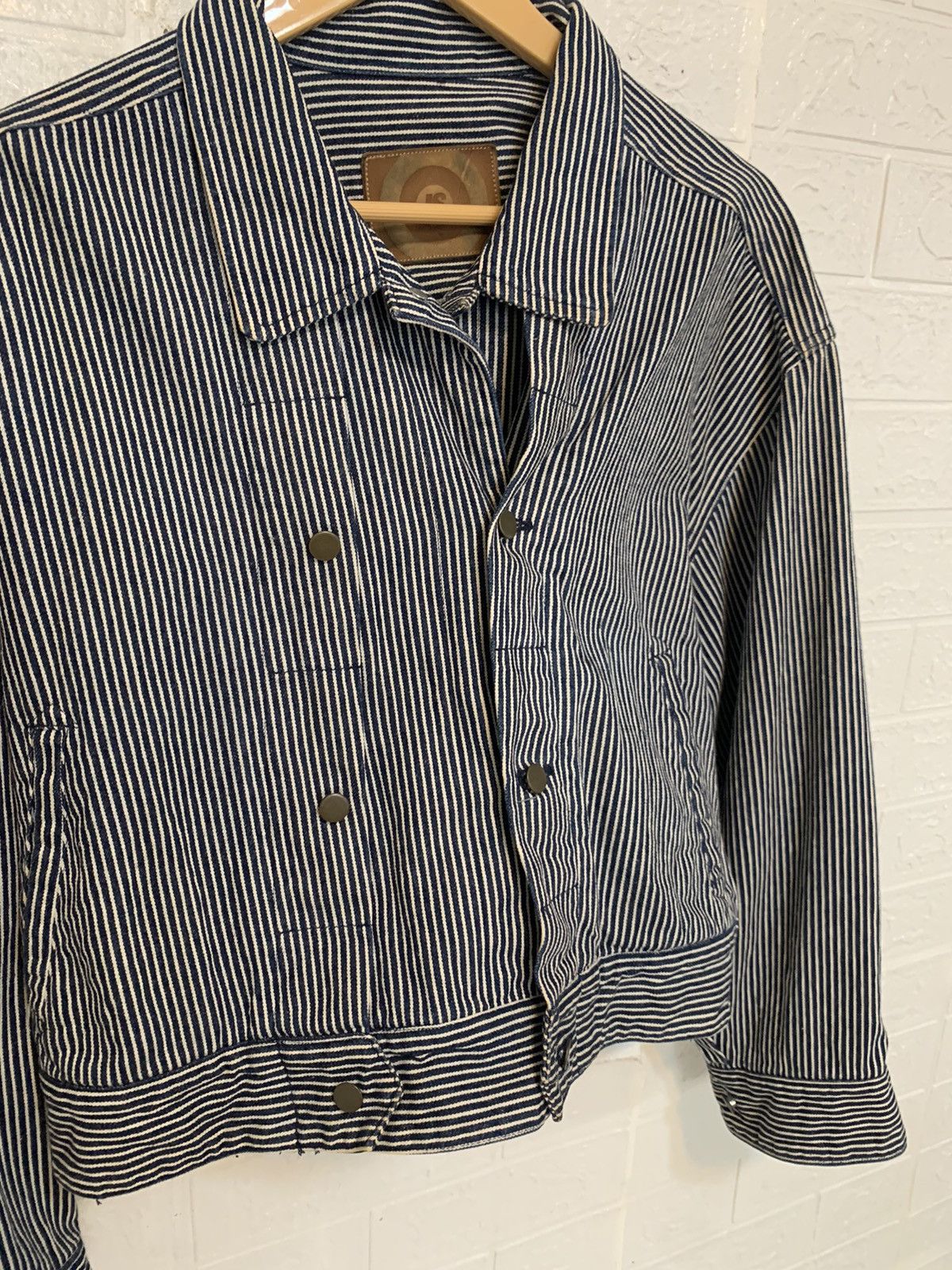 Issey Miyake Vintage Issey Miyake Hickory Stripe Asymemetrical Jacket Size US M / EU 48-50 / 2 - 9 Thumbnail