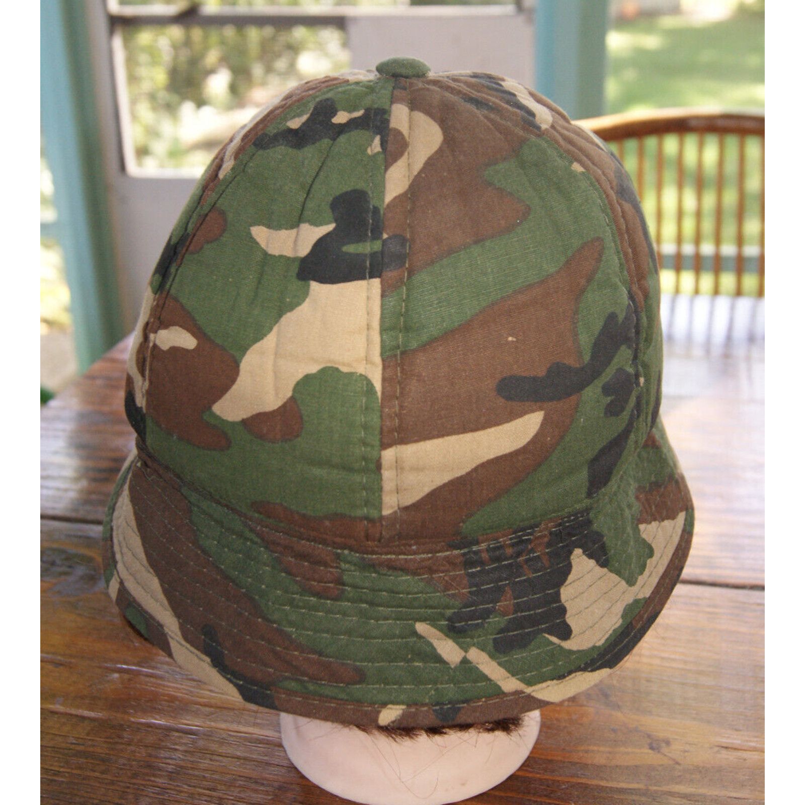 Other VTG Woodland Camouflage Bucket Hat Adult Cap Foam Ear Flap M Size ONE SIZE - 6 Thumbnail