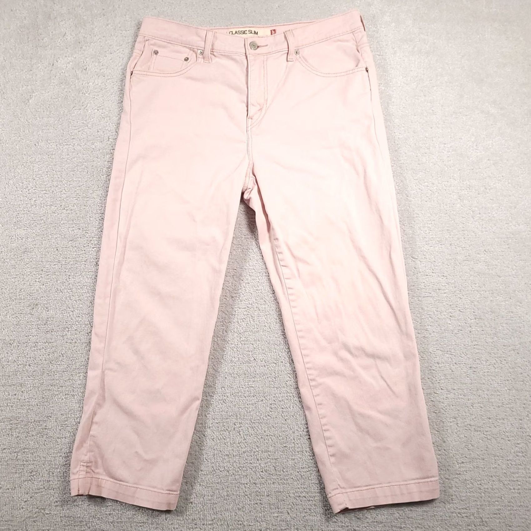 Levi's Levi's Classic Slim Capris Womens 18 Pink Stretch Cropped Pants Casual Summer Capris Slit Pockets Logo Button Denim Cotton Spandex Slim Size 28" / US 6 / IT 42 - 2 Thumbnail