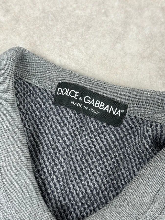 Dolce & Gabbana 2000s Dolce & Gabbana Grey Knit Polo Shirt Size US M / EU 48-50 / 2 - 8 Thumbnail