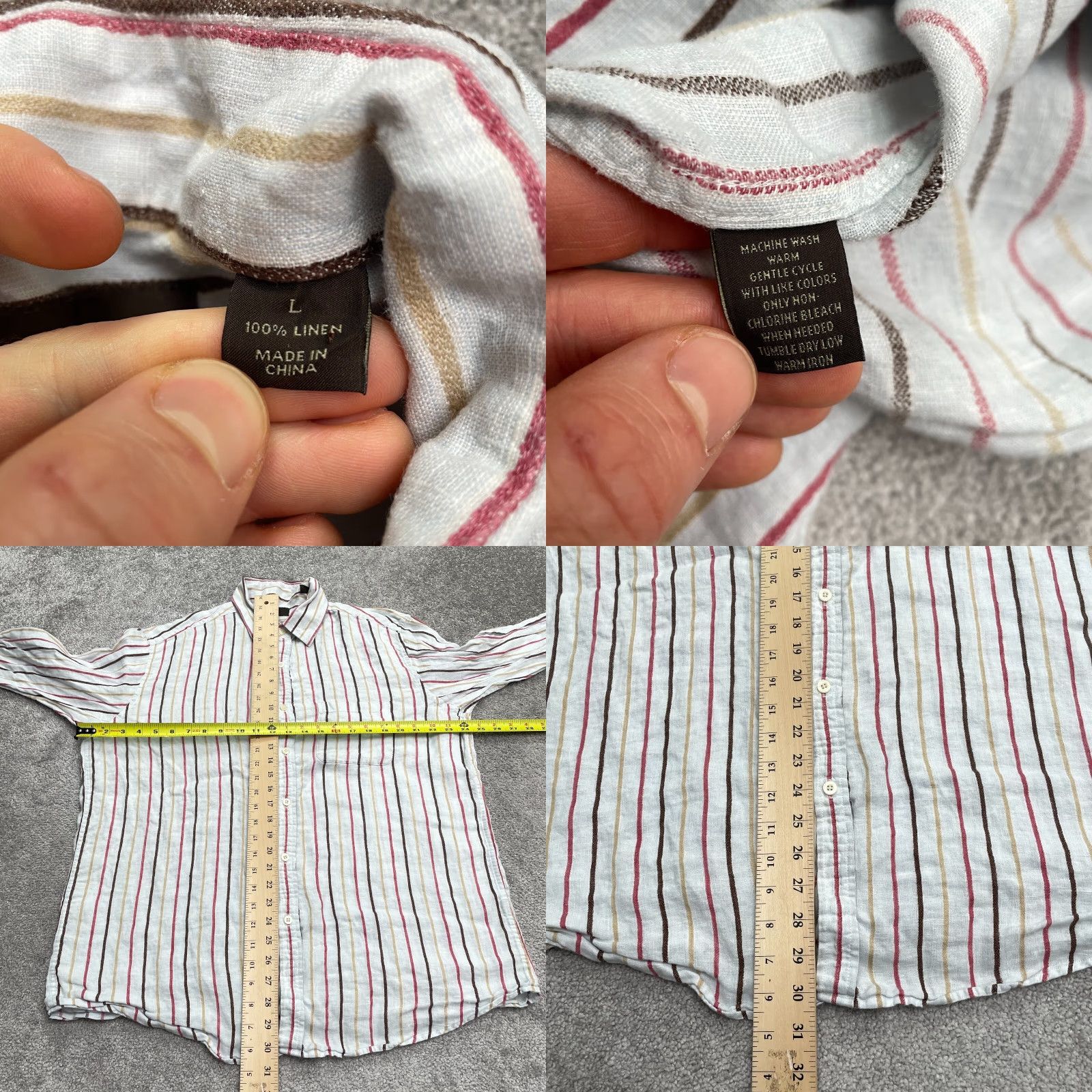 Tasso Elba Tasso Elba Button-Down Shirt Mens L Multicolor Linen Striped Long Sleeve Casual Size US L / EU 52-54 / 3 - 8 Thumbnail