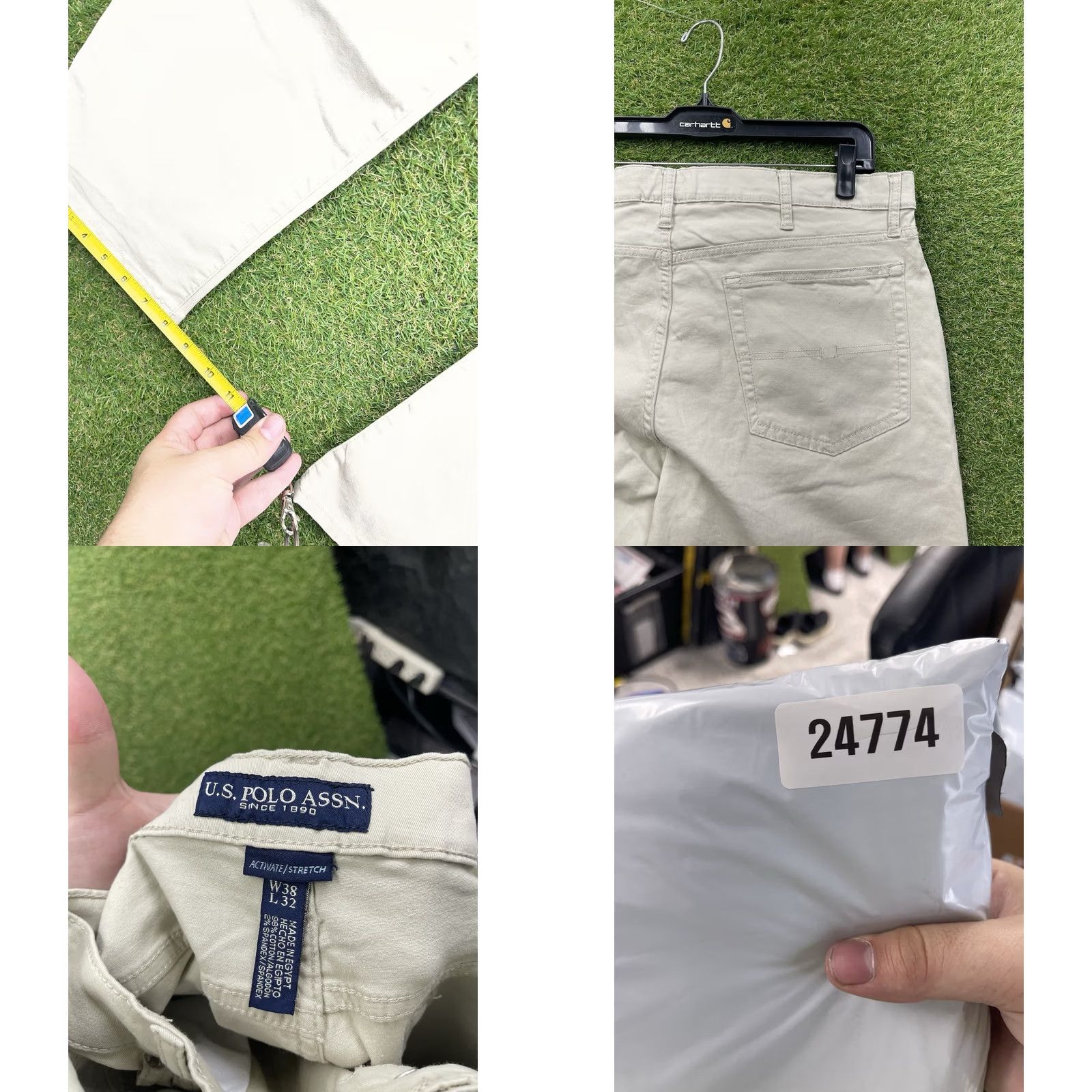 U.S. Polo Assn. U.S. Polo Assn. 5 Pocket Tech Pants Mens 38x32 Chino Casual Work Beige Cotton Canvas Logo Flat Front Straight Inseam 32 NWT Size US M / EU 48-50 / 2 - 8 Thumbnail