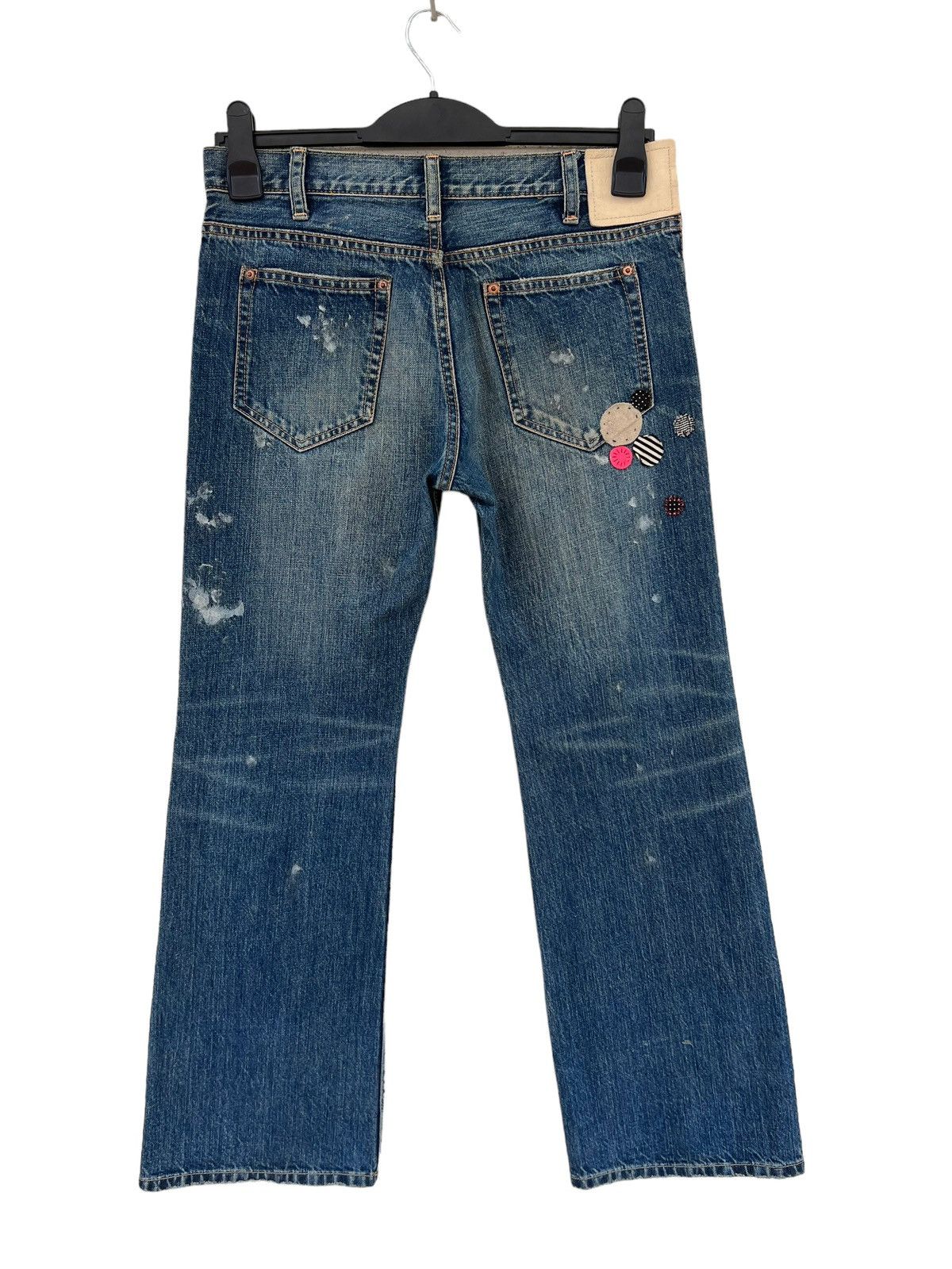 Vintage Vintage RNA Japan Distress Patchwork Mud Denim Flare Jeans Size US 29 - 14 Thumbnail