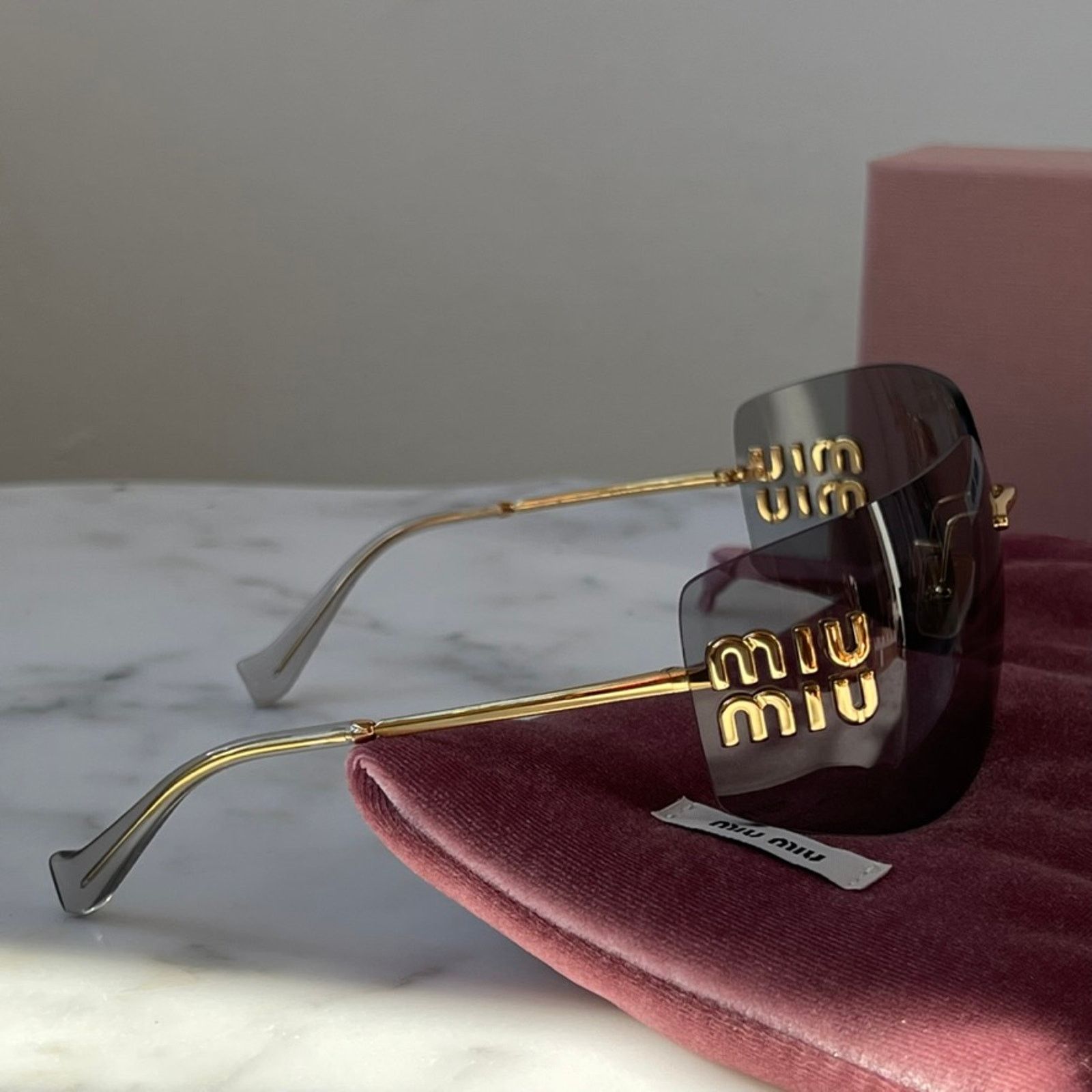 Miu Miu NEW Miu Miu MU54YS Grey Mask Sunglasses Size ONE SIZE - 4 Thumbnail