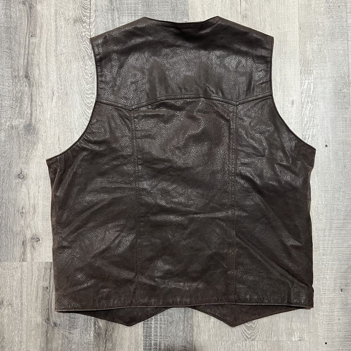 Vintage VTG Cripple Creek Men's Leather Vest Jacket Chocolate Brown Size US XL / EU 56 / 4 - 3 Thumbnail