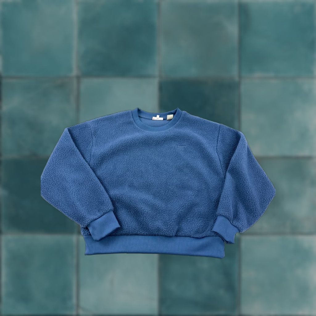 Levi's Levi’s Sweatshirt Womens Small Blue Meadow Fleece Cropped Long Sleeve Crew Neck Regular Fit Pullover Size S / US 4 / IT 40 - 1 Thumbnail