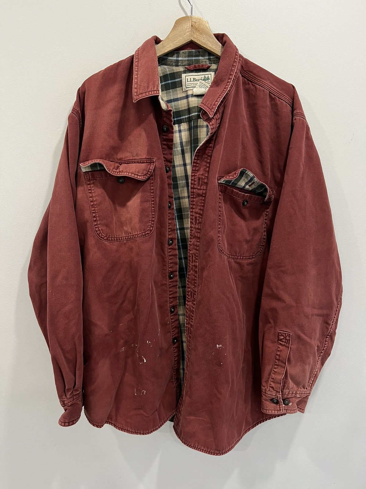L.L. Bean Vintage LL Bean Button Up Shirt Plaid Lined burgandy brick Size US XL / EU 56 / 4 - 1 Thumbnail